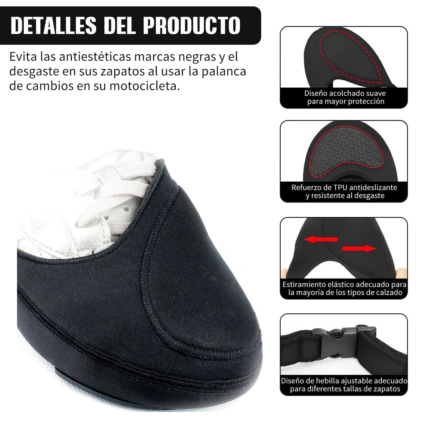 Accesorios de Cambio de Marchas para Motocicleta Antideslizantes Protector de Botas Moto Negro