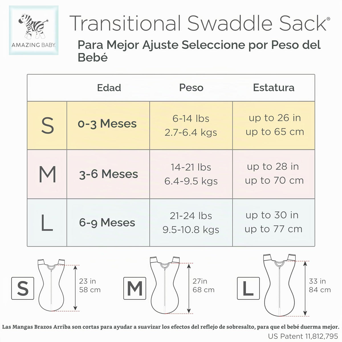 Increíble saco de transición para bebé, mangas de media longitud y puños de manopla para la transición del recién nacido al saco de dormir del bebé, manta portátil, Lrg, 6-9 meses, 20-22 libras, rosas