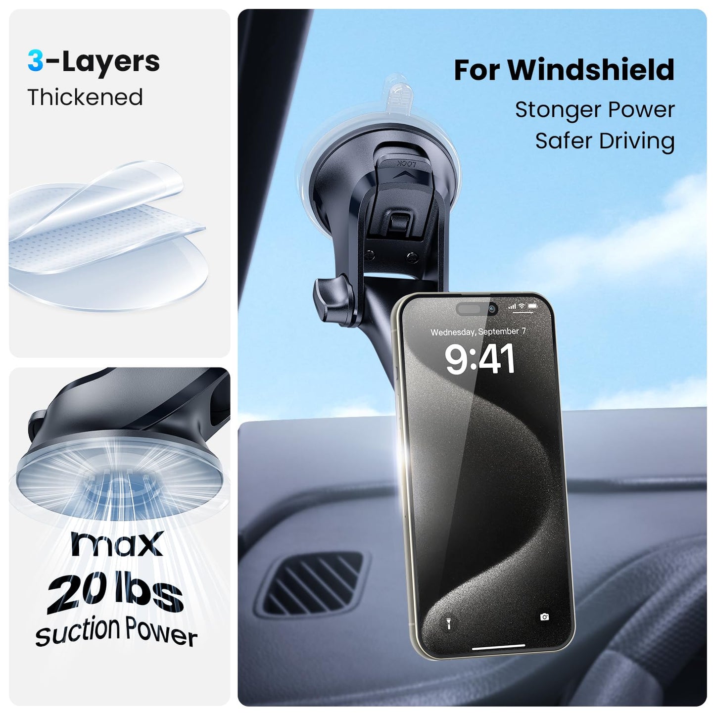 Soporte para Celular APPS2Car Negro Magnético para Automóvil con Ventosa Potente