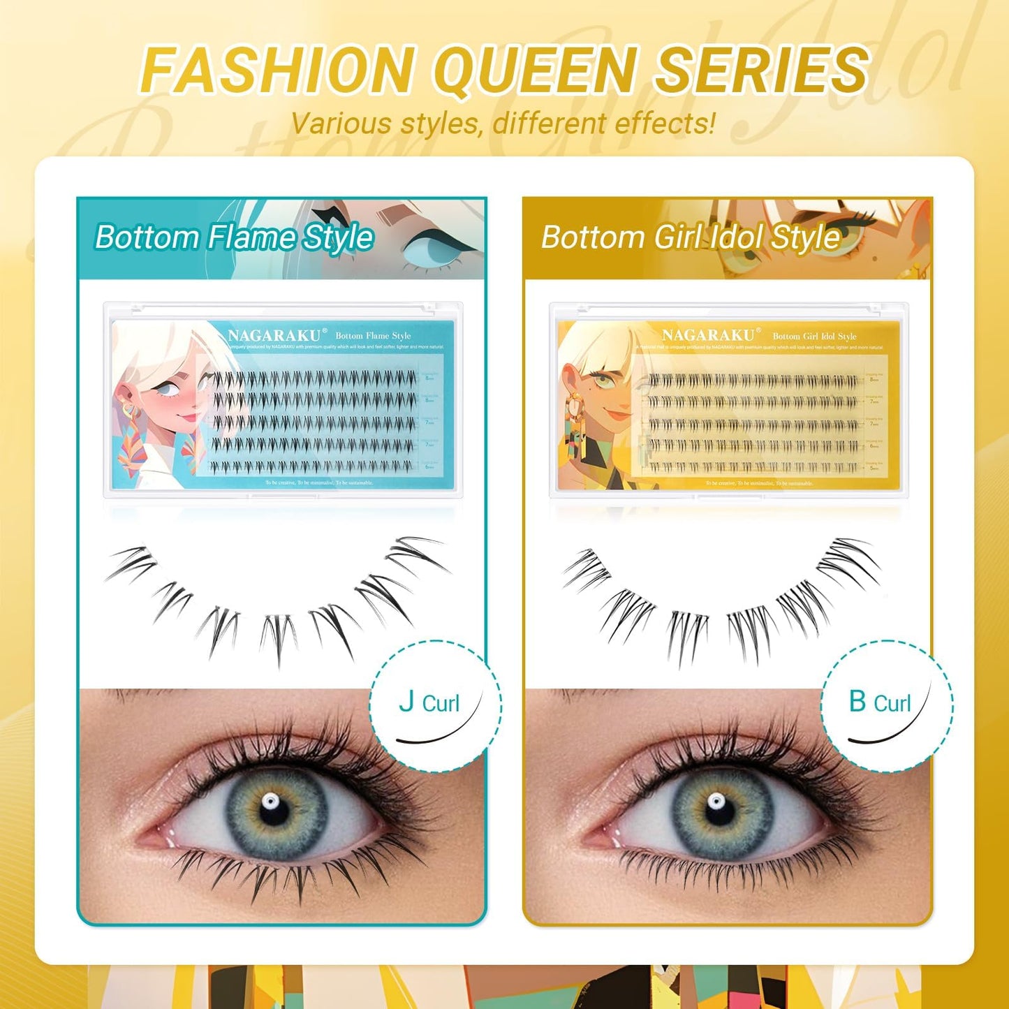 NAGARAKU Pestañas inferiores postizas 80 Pcs No Necesita Pegamento Ni Removedor Presión En Un Solo Paso Pestañas Reutilizables Prepegadas En Casa Pestañas Inferiores (BSA-02, 0.07 B Curl 5-8mm)