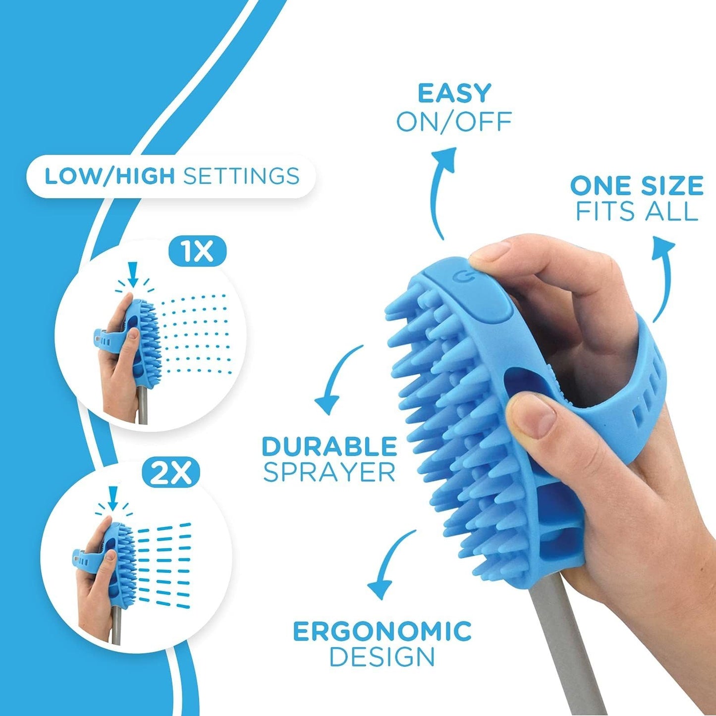 Aquapaw Dog Bath Brush Pro - Herramienta rociadora y depuradora en uno - Suministros de baño para perros para interiores y exteriores, aseo de mascotas para perros con cabello largo y corto - Lavado