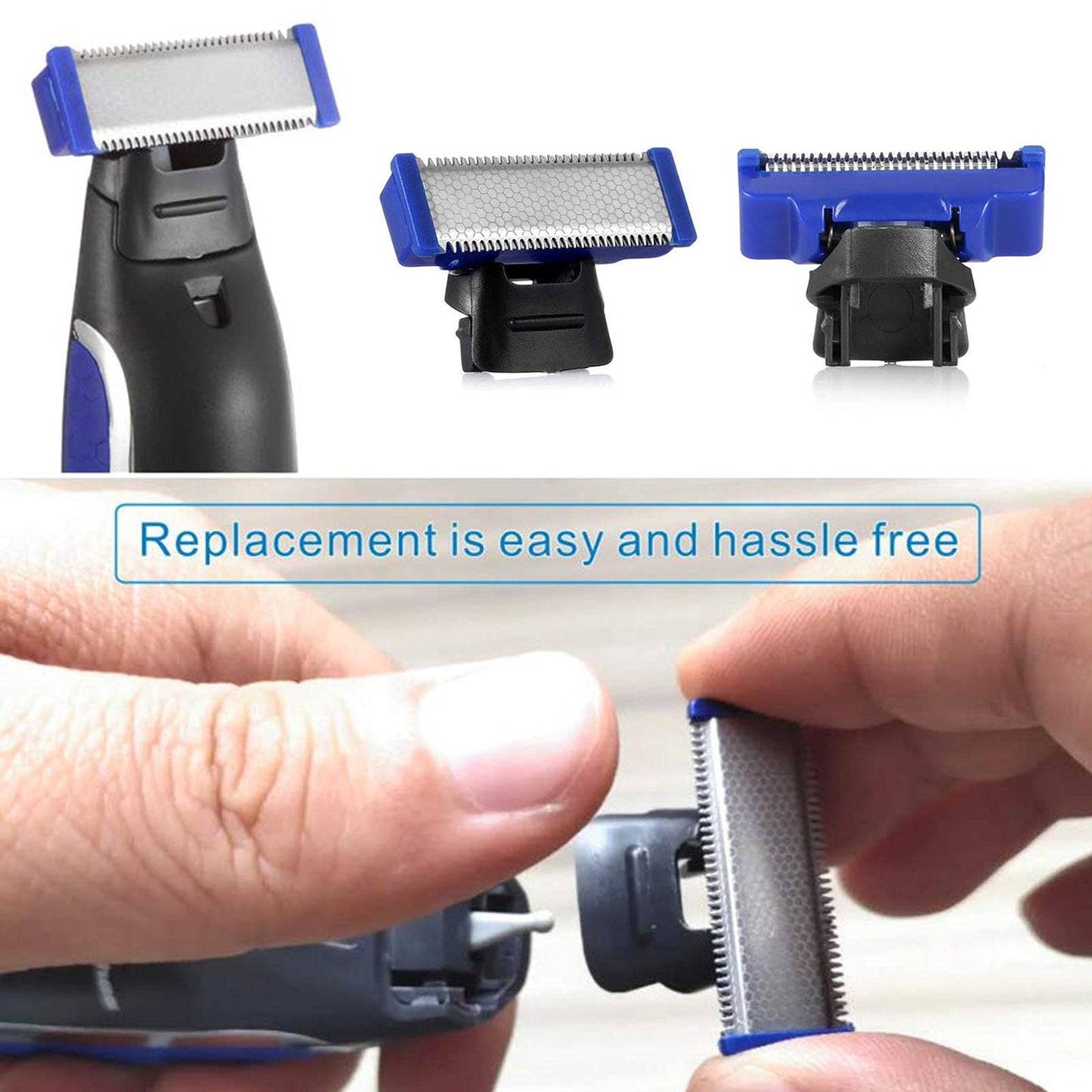 Cabezal de repuesto para máquina de afeitar eléctrica, cabezal de limpieza compatible con solo Trimmer Micro Touches de repuesto, cabezal de corte avanzado, cuchillas híbridas, incluye 2 cepillos de limpieza (2 unidades)