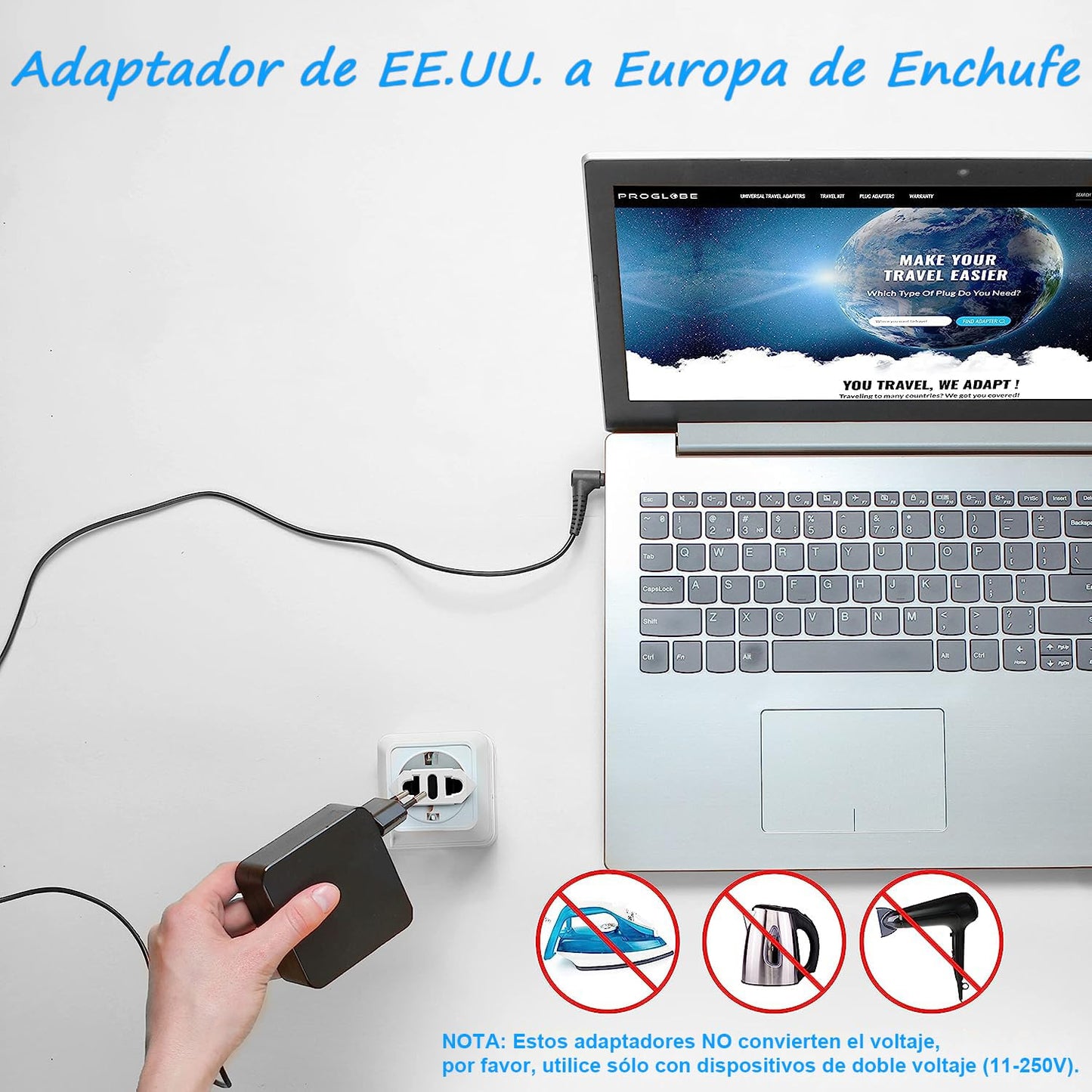 Adaptador de Enchufe MHKBD Blanco 4 Unidades para EE.UU. a Europa