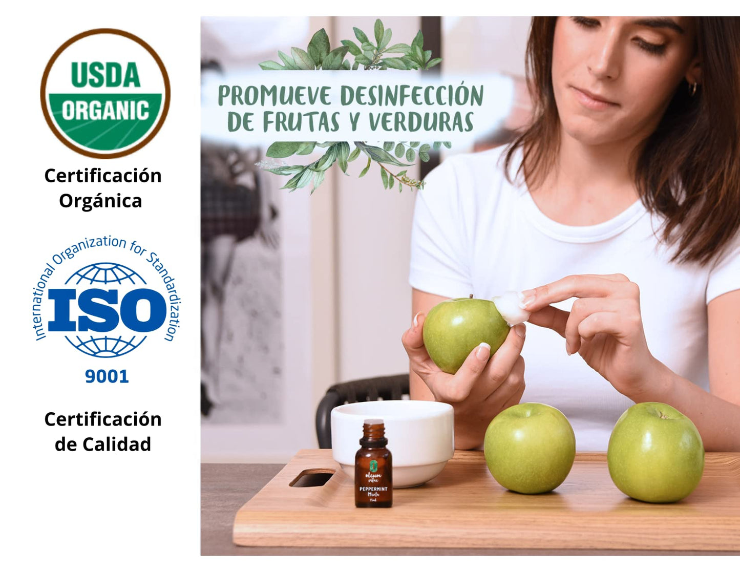 Aceite Esencial OLEUM VITAE Menta 100% Puro y Orgánico Certificado USDA ORGANIC 15ml
