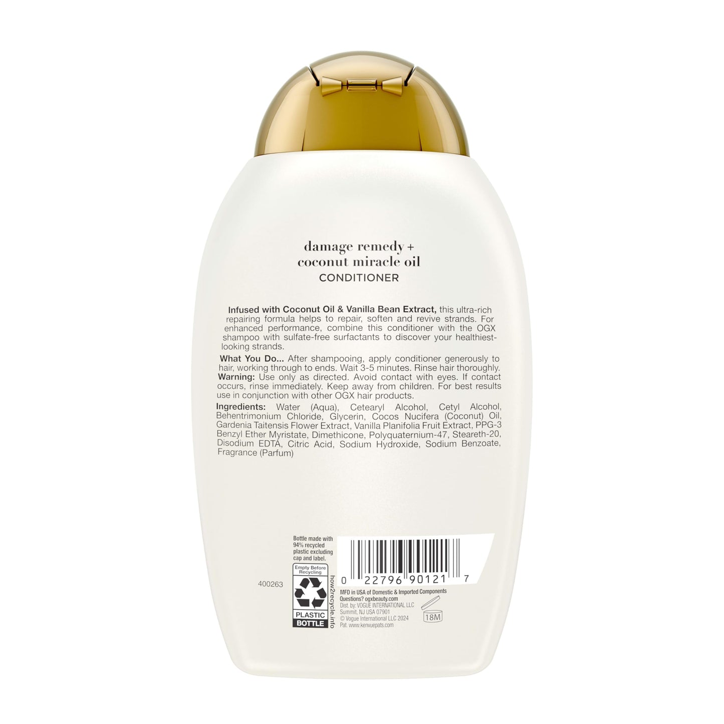OGX, Acondicionador Reparador de Aceite de Coco, 385 ml