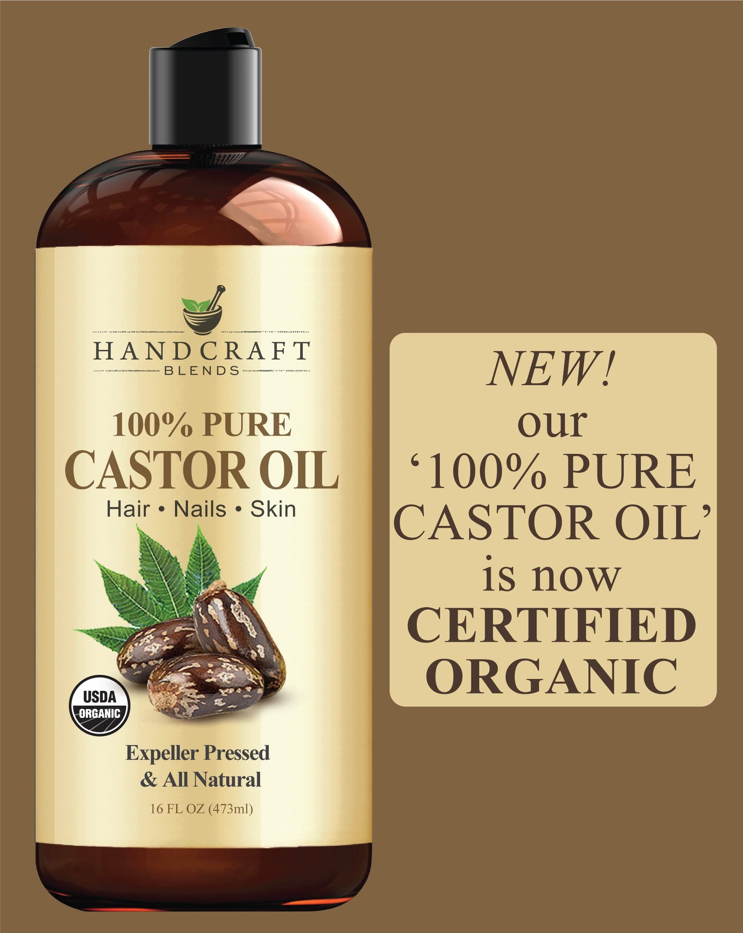Aceite de Ricino Orgánico Puro 16 oz. para Nutrir Cabello y Piel - Oferta Especial - Productos Naturales de Belleza