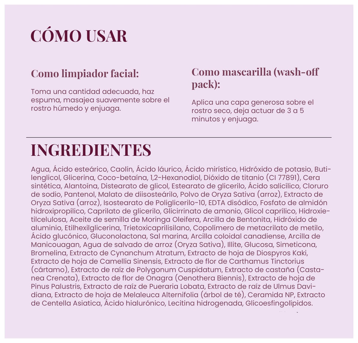 EQQUALBERRY Limpiador Facial 2 en 1 Mascarilla de Arcilla 130 g