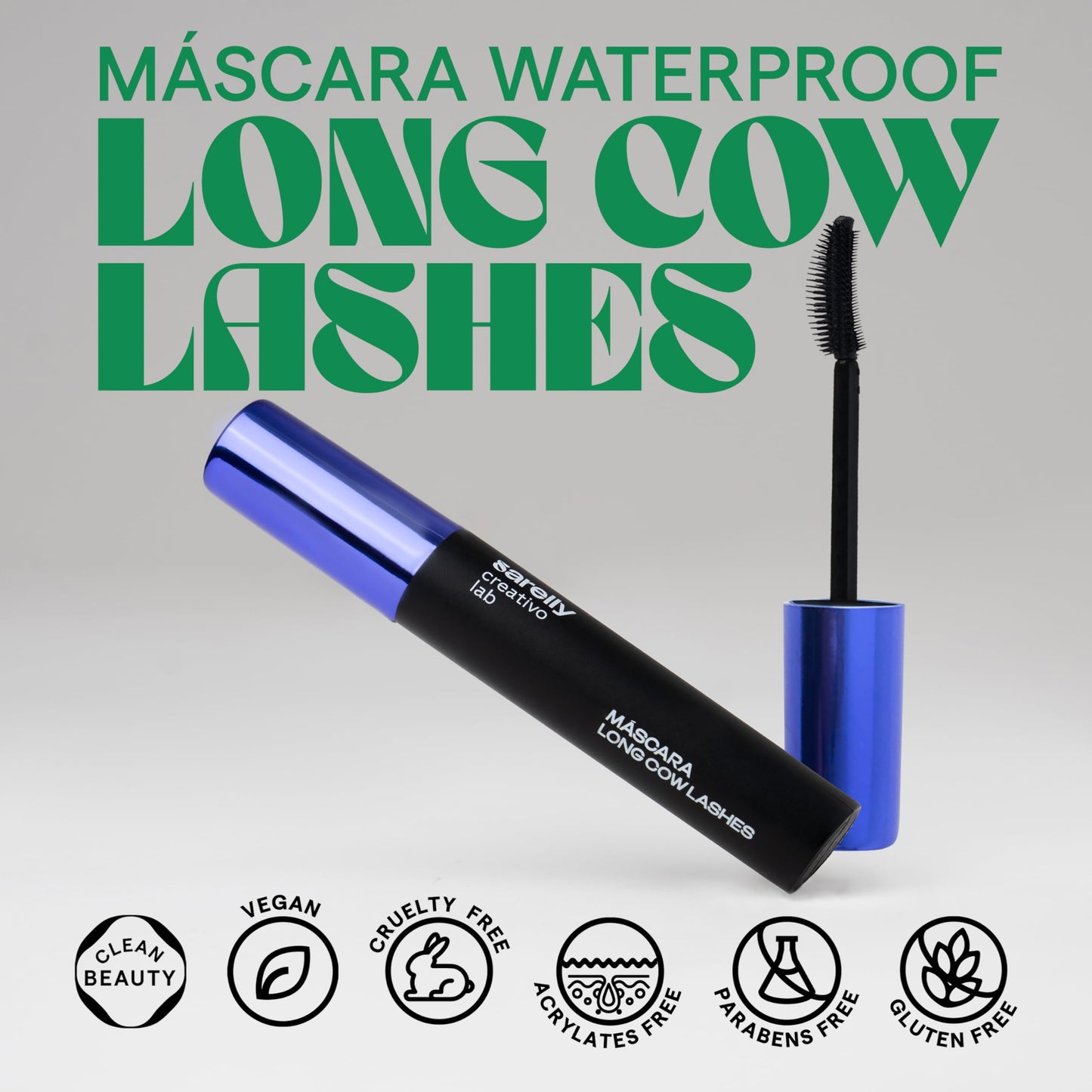 SARELLY CREATIVO LAB | Mascara de Pestañas Long Cow Lashes | Aceite de Argán - Aceite de Ricino - Aceite de Oliva - Aceite de Coco y más | Completa tu Cosmetiquera para Maquillaje - Kit Skincare