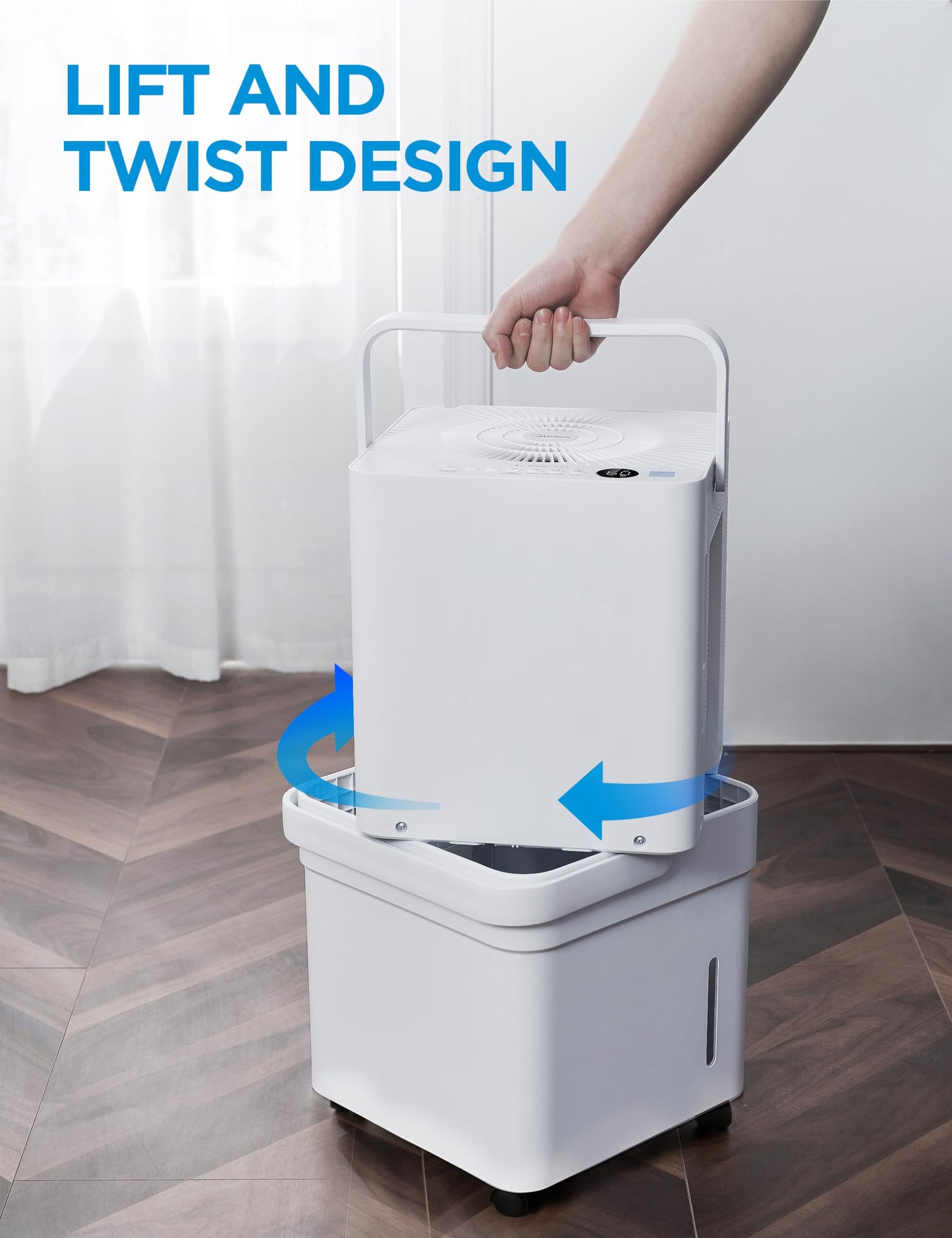 Deshumidificador Midea Cube Blanco con Control Inteligente Compatible con Alexa para Sótano y Habitaciones de hasta 4.500 Metros Cuadrados.