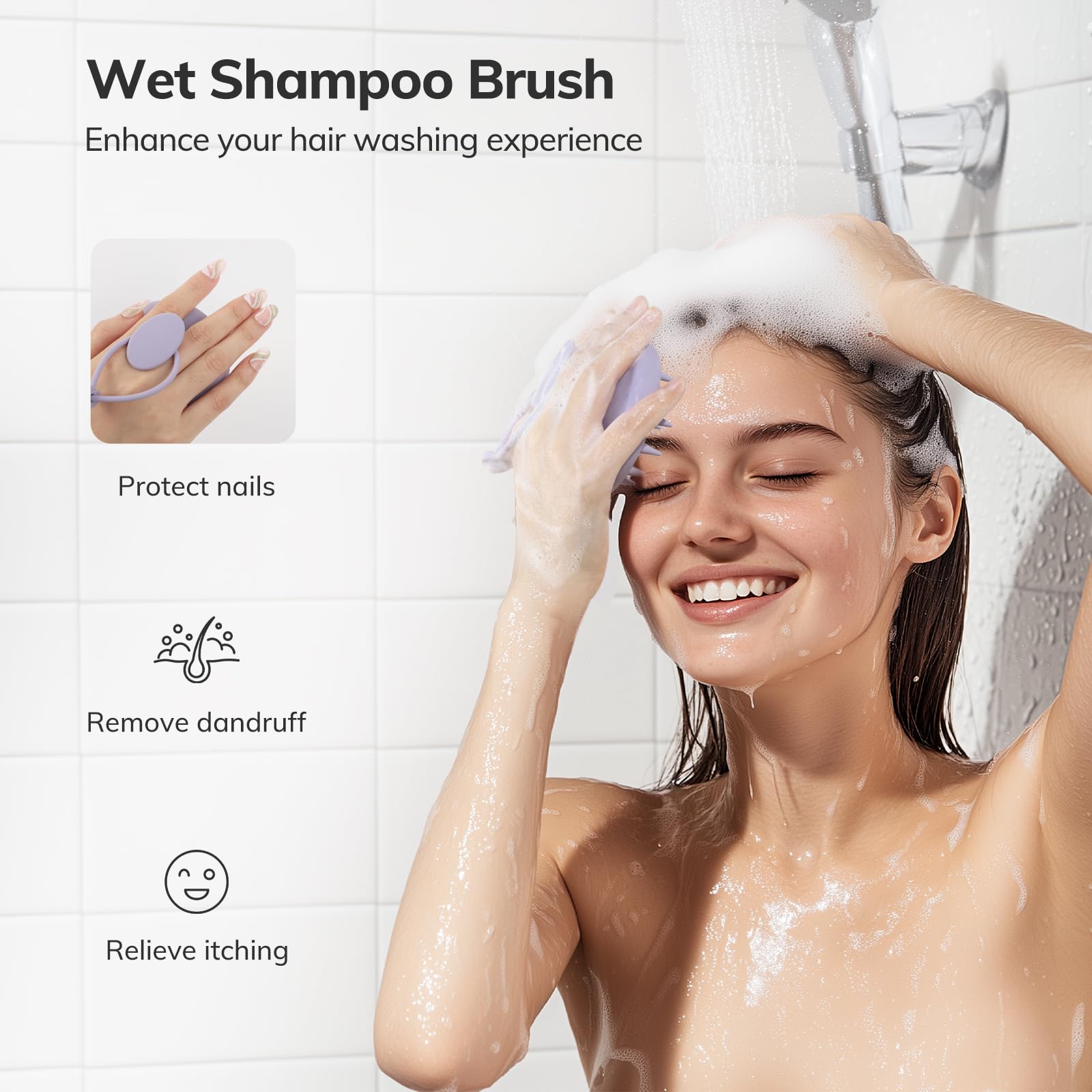 Sndyi Cepillo Champú Masajeador del Cuero Cabelludo de Silicona, Cepillo Exfoliante del Cuero Cabelludo para la Eliminación de la Caspa, Cepillo para el Crecimiento del Cabello (Gris Morado)