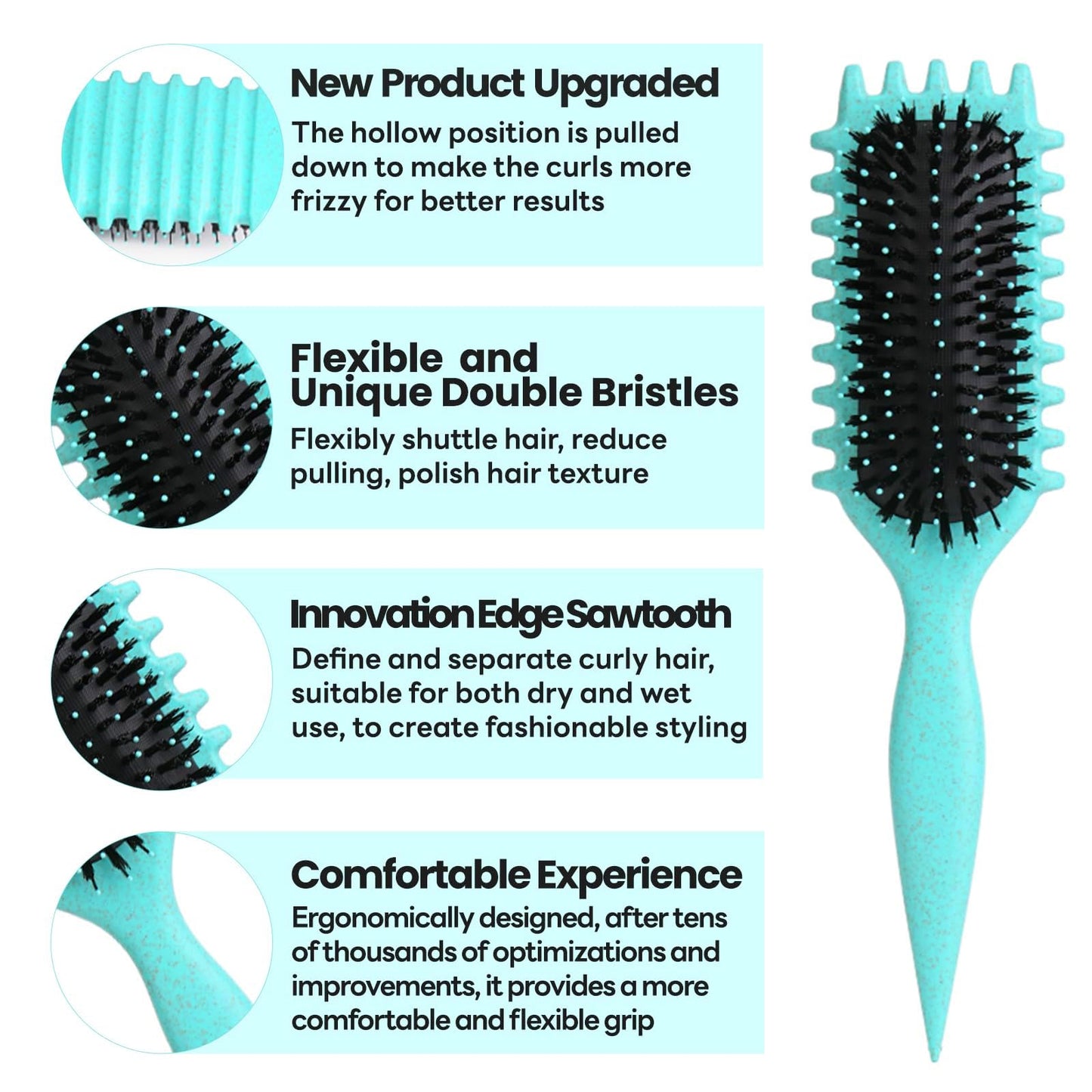 TOPOST Cepillo para Cabello Rizado, Bounce Curl Brush, Activador Peine de Desenredar Rizos