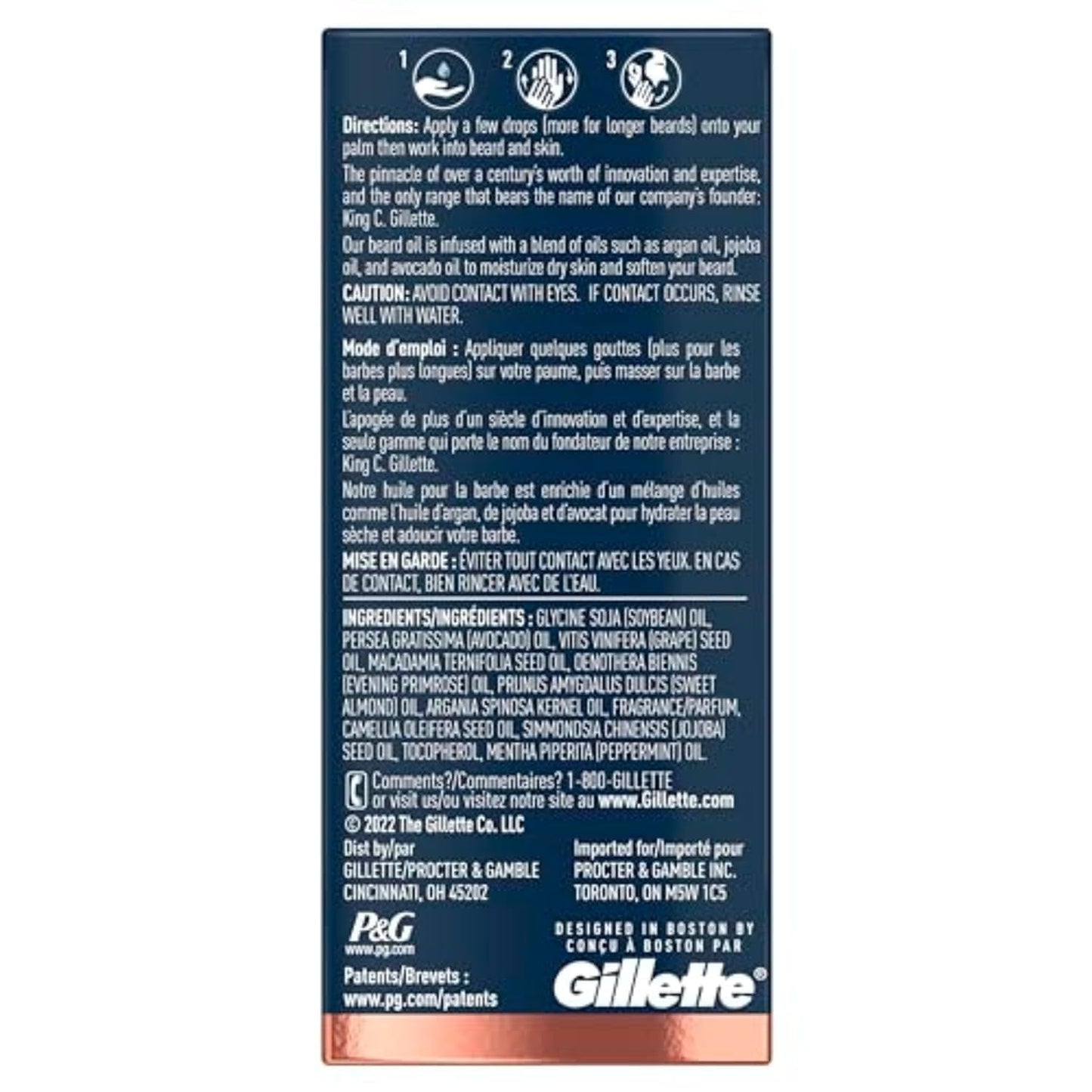 King C. Gillette Beard Oil, Infused with Argan, Jojoba, Avocado, Macadamia Seed and Almond Oils, Beard Oil, Beard Oil for Men, Mens Beard Oil, Beard Oil Kit, Beard Oil for Black Men, Best Beard Oil