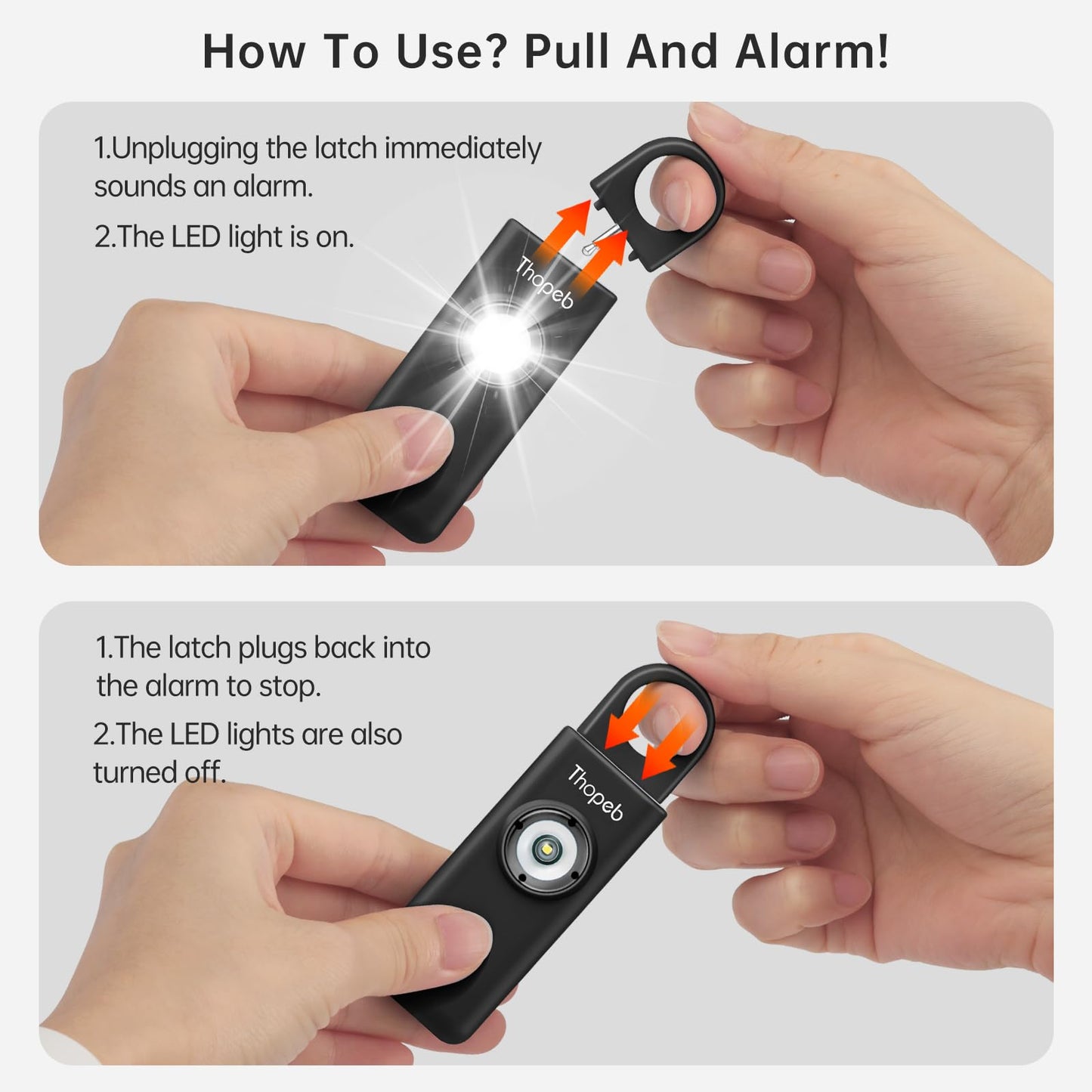 Alarma de Seguridad Personal Thopeb Carbón con Sirena de 130 dB y Luz LED para Mujer