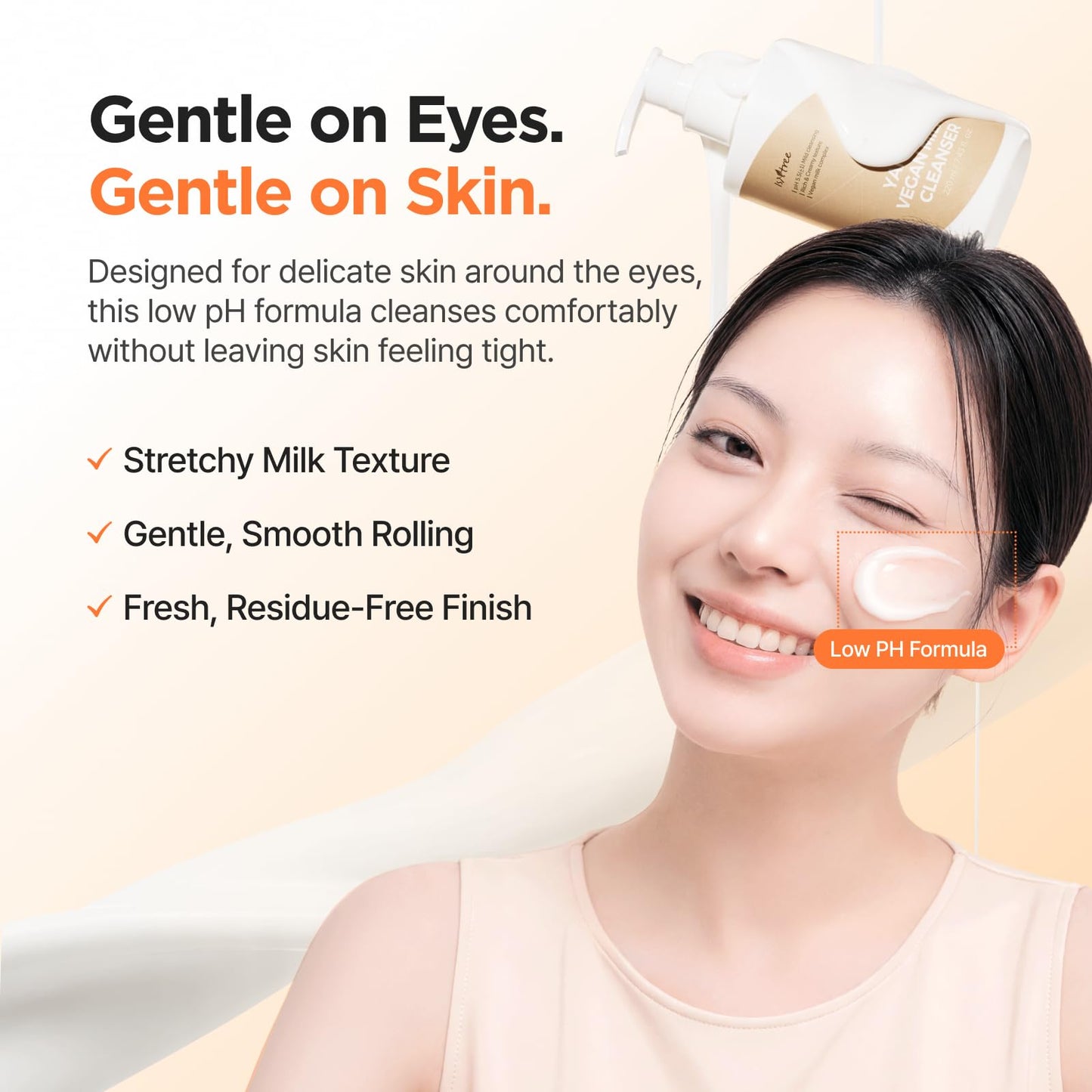 IsNtree Yam Root Vegan Milk Cleanser 220ml, 7.43 fl.oz | Korean Facial Cleanser for Sensitive Skin | Rich & Creamy Texture | Hydrating & Mild | Vegan & Cruelty-Free Skincare