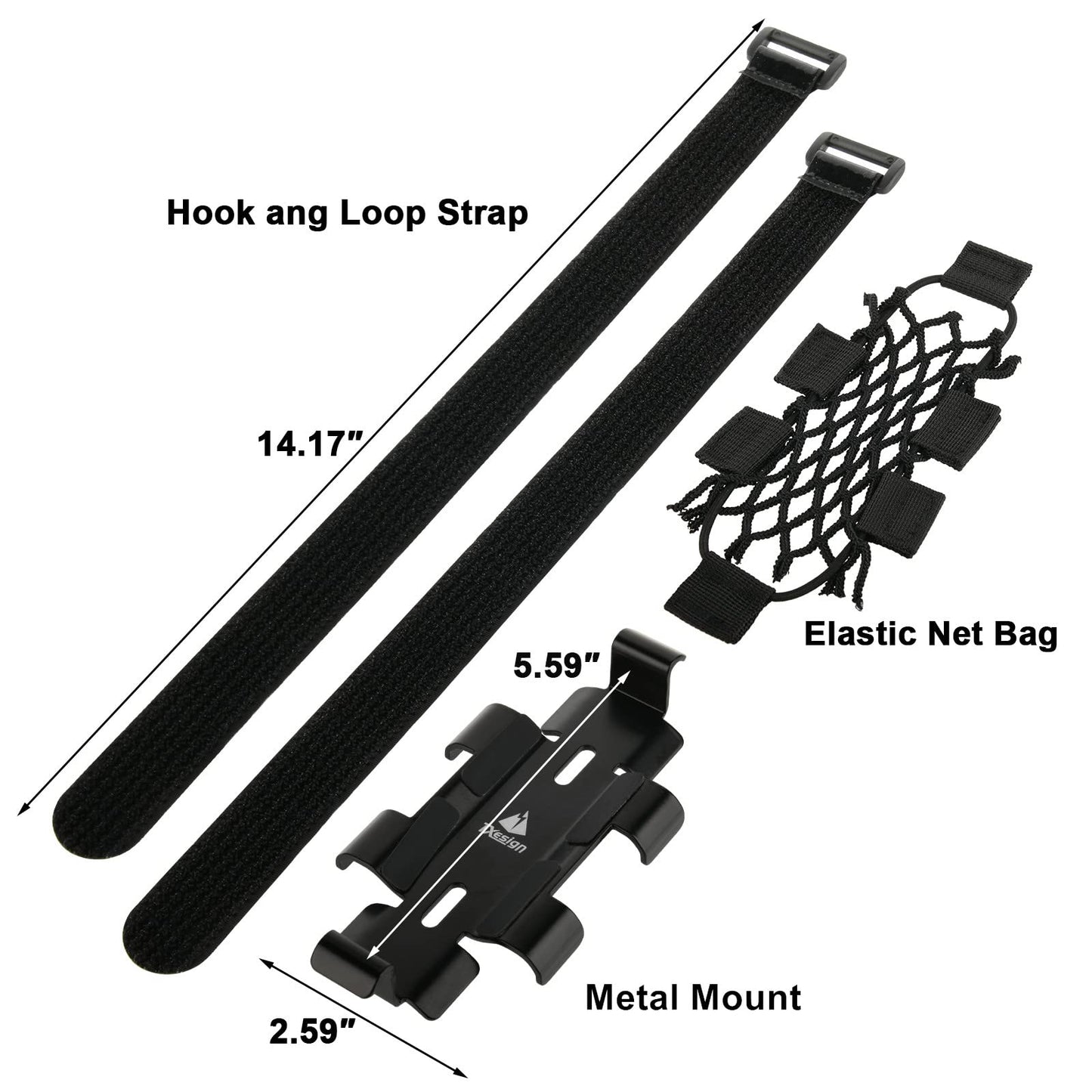 Soporte de Metal TXEsign Negro para Altavoz pequeño portátil con Correa Ajustable Compatible con Go para Bicicleta, Carrito de Golf o Baranda de Barco