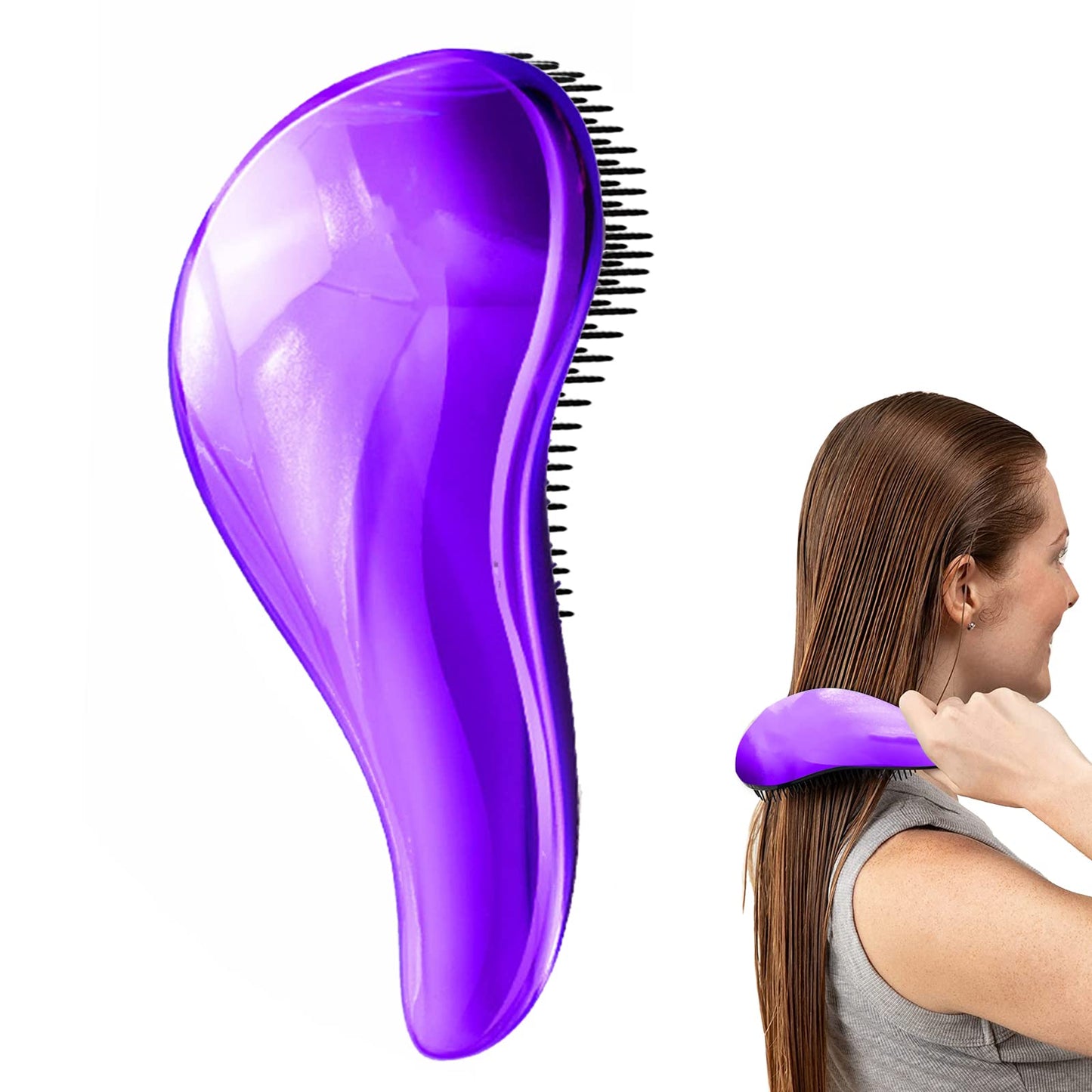 MITEGELO Antiestático Cepillo para Cabello, Detangling Brush,Favorece Crecimiento del Cabello, Evita Encrespamiento, en Húmedo y en Seco, Peina Cabello, Apto para Todo Tipo de Cabellos.(Violeta)