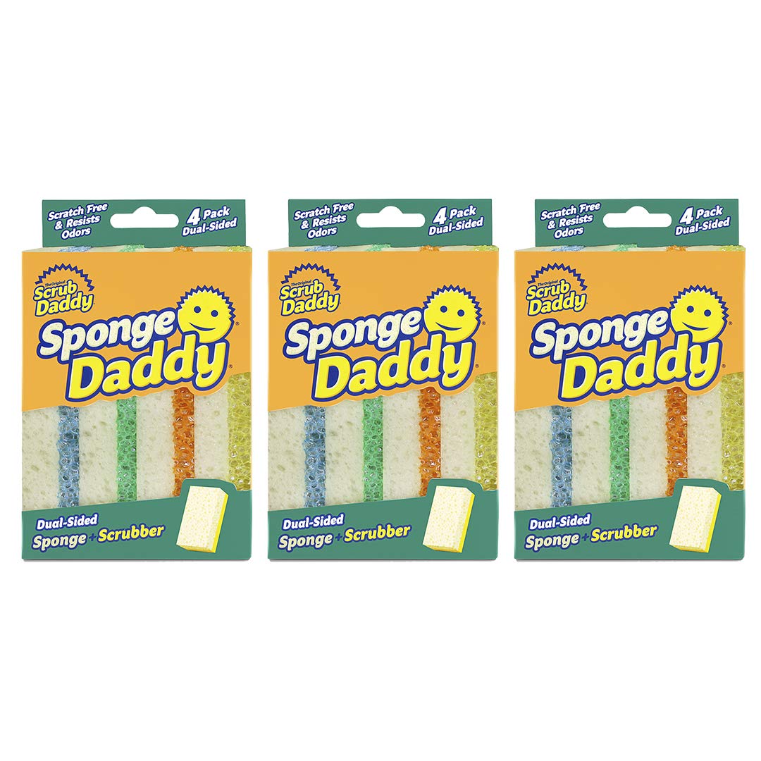 Scrub Daddy Modelo Sponge Daddy Fibra+Esponja 3 Paquetes de 4 Esponjas c/u