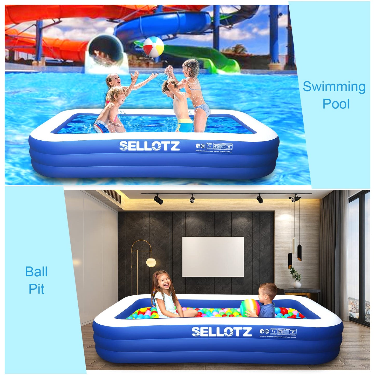 Piscina Inflable SELLOTZ Azul Gruesa de Gran Tamaño para Niños y Adultos