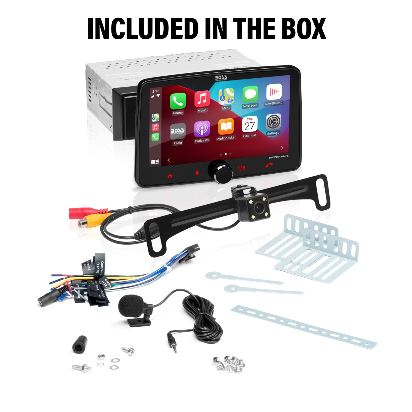 BOSS Audio Systems BVCP9700A-CFL - Sistema estéreo de coche - Apple CarPlay, Android Auto, Din único con visualización táctil de 7 pulgadas, Bluetooth y unidad principal de llamadas, receptor de radio