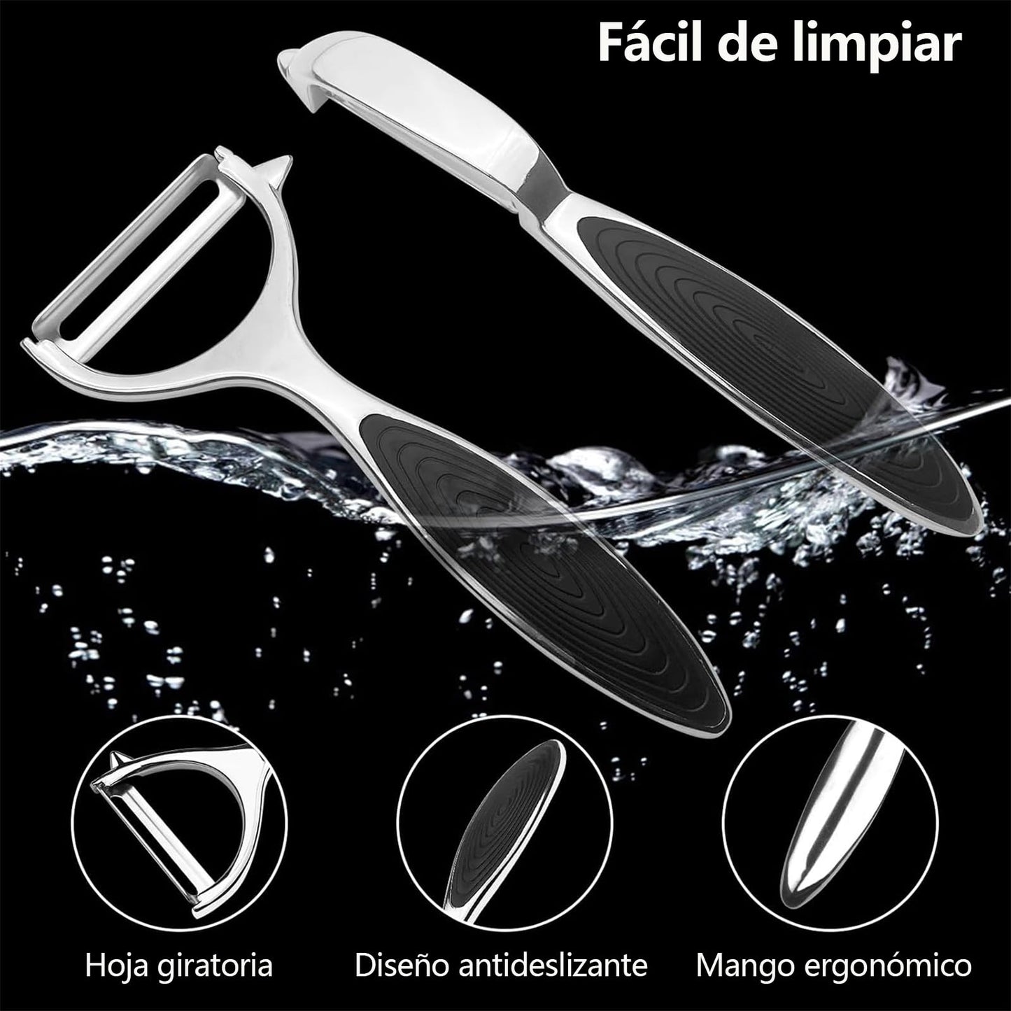 Pelador de Verduras y Papas MBLNBVN Acero Inoxidable Premium Reversible 3 en 1 para Cocina Casera