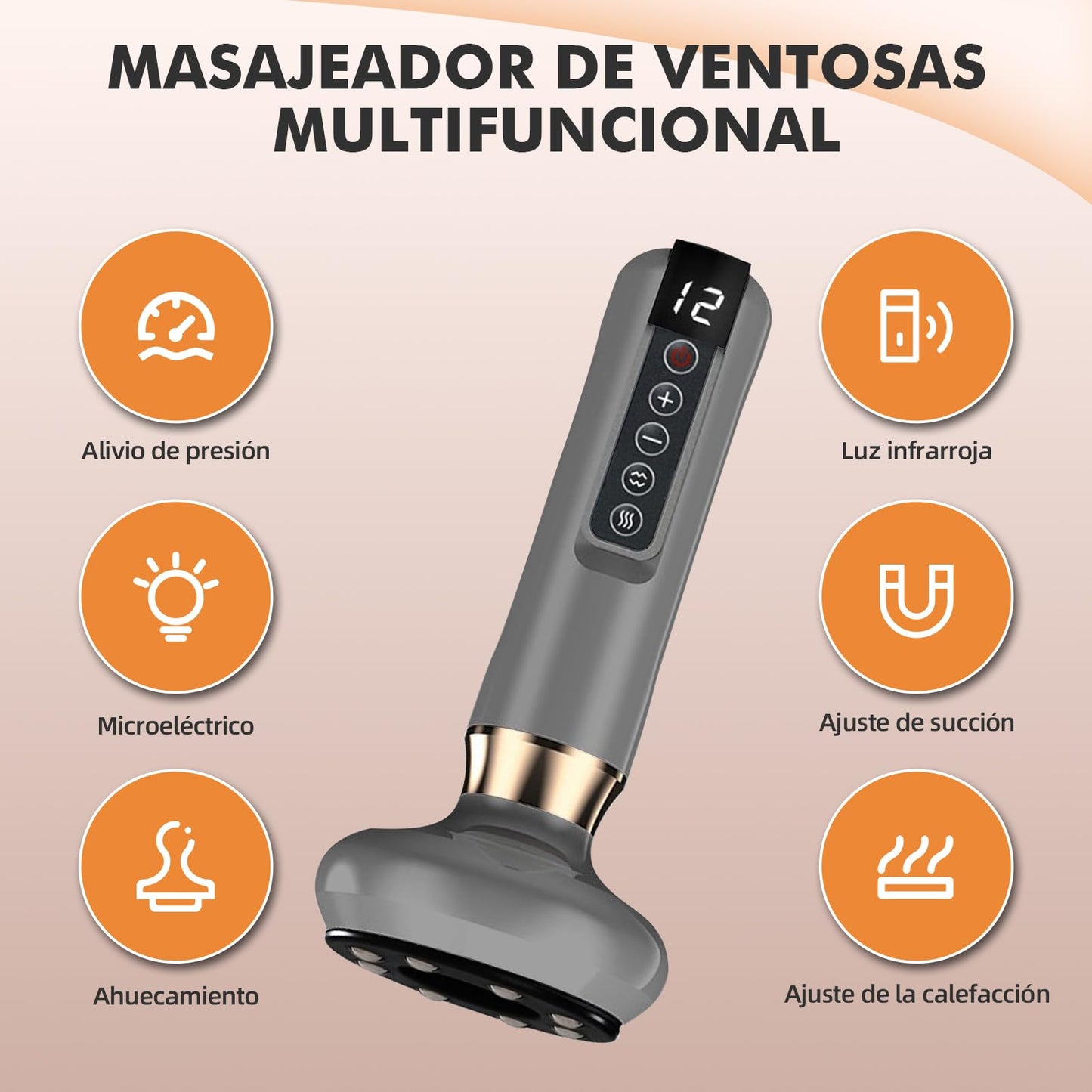 Masajeador AnticeluliTico Celulitis,Masajeador Corporal Multifuncional,con Tablero Gua Sha,Herramienta de Masaje eléctrico,12 Niveles con Calor, Removedoras de Grasa Eléctrica, para Brazo,Cintura