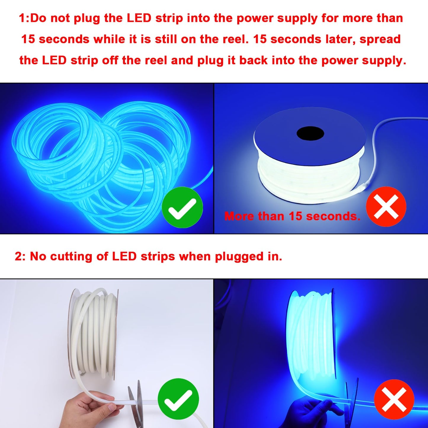 BENLUN Tira LED COB 110V 20 Metros, Azul Luces de LED Exterior Impermeable, 10W/M CRI 90+ Flexible Luz LED sin Transformador para Habitacion Techo, Decoración, Patio