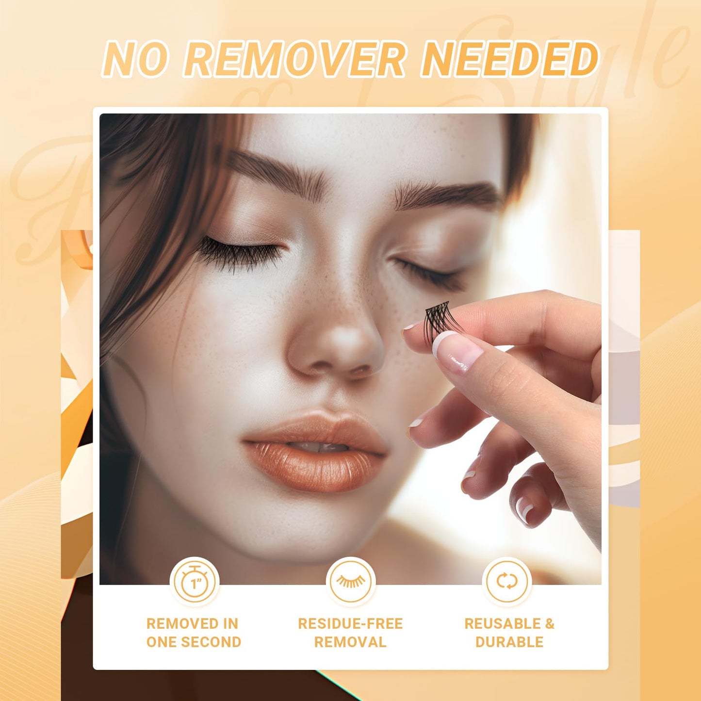 NAGARAKU Grupos De Pestañas Autoadhesivos Para 48 Pcs No Necesita Pegamento Ni Removedor Presión En Un Solo Paso Pestañas Reutilizables Prepegadas En Casa Fluffy Style SA-DIY-03(0,07mm C 10-16mm)