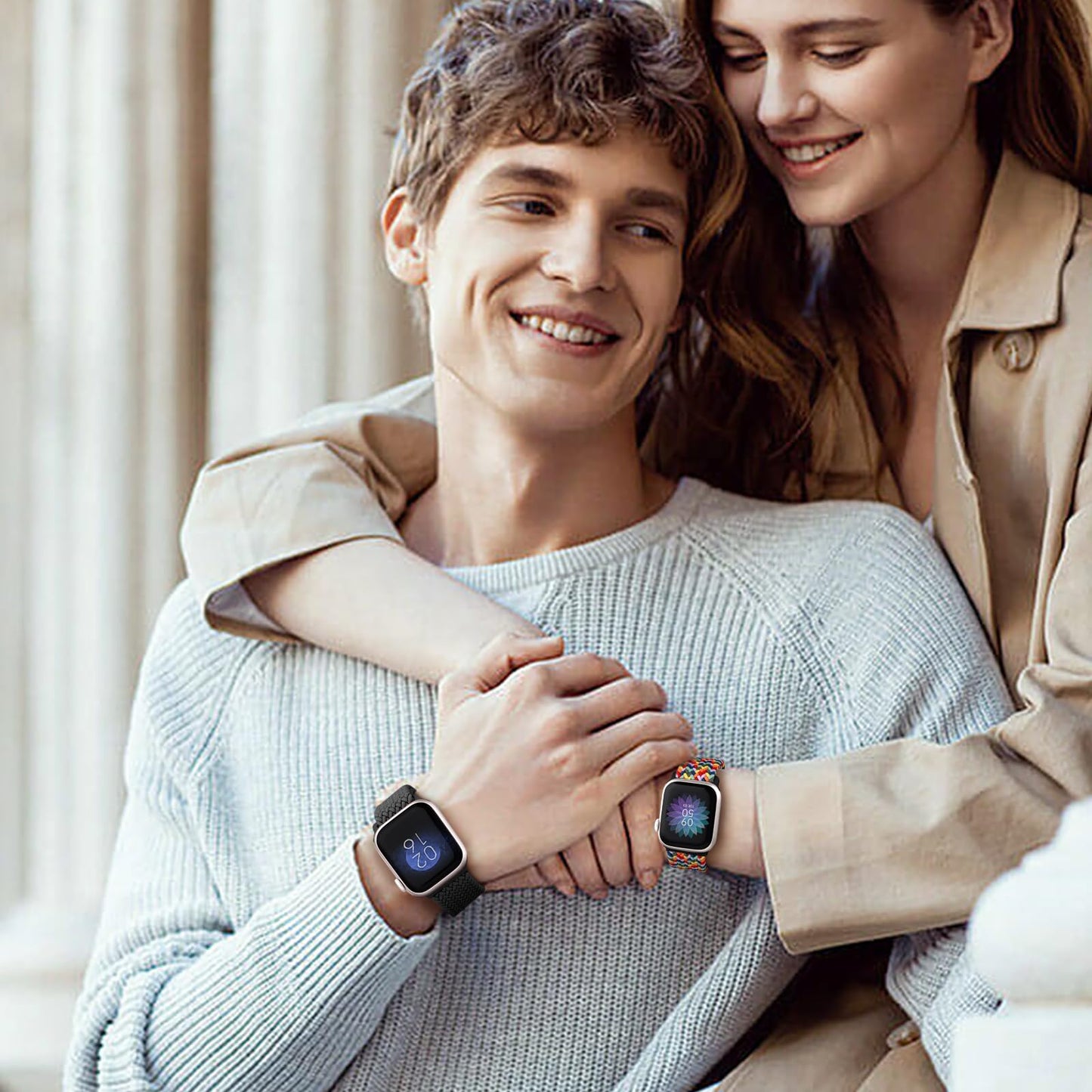 GEAK Trenzada Solo Loop Correa Compatible con Apple Watch Correa 40mm 38mm 41mm 42mm 44mm 46mm 45mm 49mm, Correas Elástica Ajustable de Nylon para iWatch Series 10 9 8 7 6 5 4 3 2 1 SE Ultra 2
