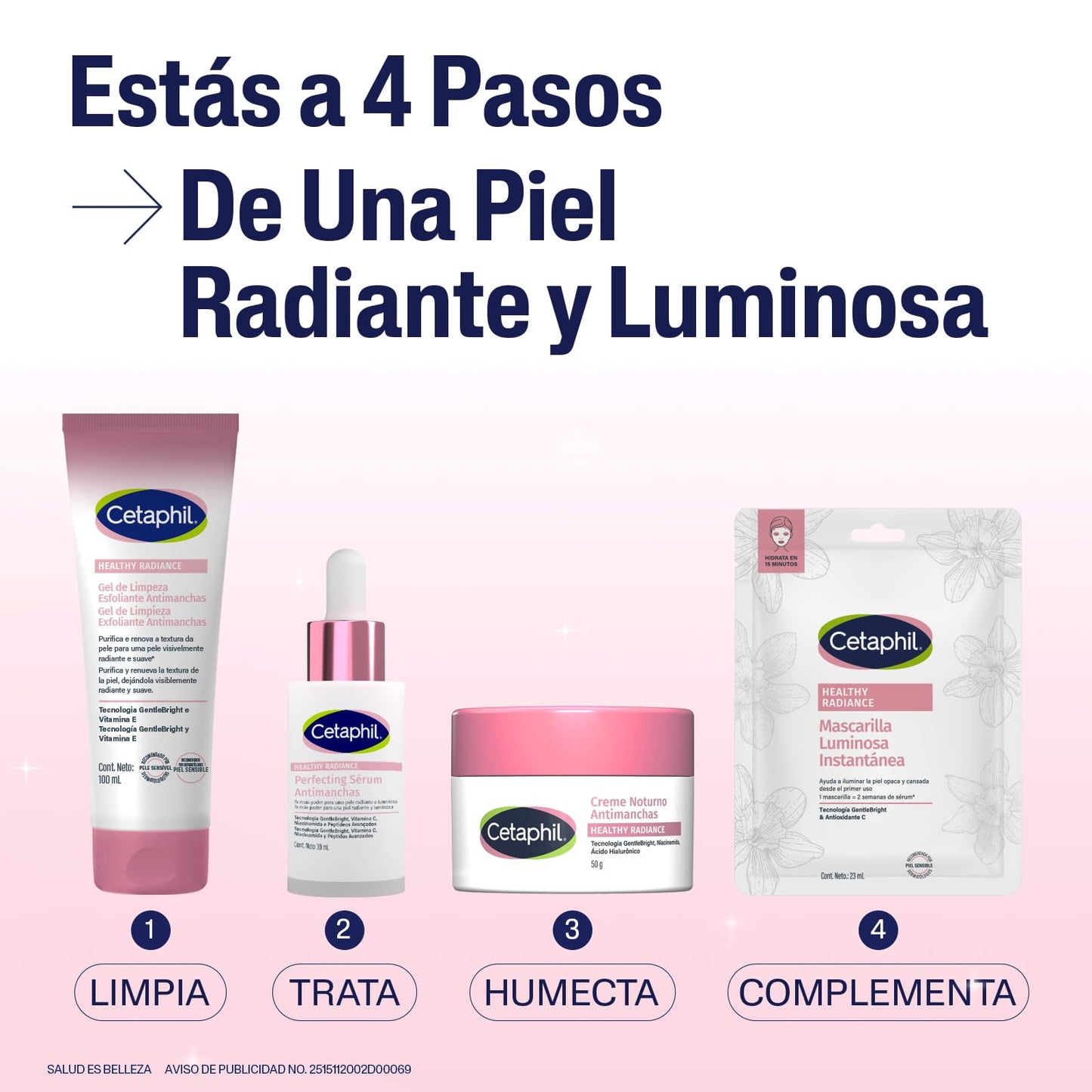 CETAPHIL® HEALTHY RADIANCE Gel de Limpieza Exfoliante Iluminador, Tecnología Gentle Bright, Microesferas de jojoba Vitamina E, Elimina Impurezas y células muertas, 100 ML, Para Todo Tipo de Piel