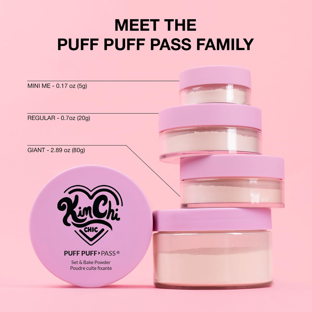 Kimchi Chic Puff Puff Pass Mini - Polvo Suelto Liviano, contiene Arroz y Vitamina E (Banana)