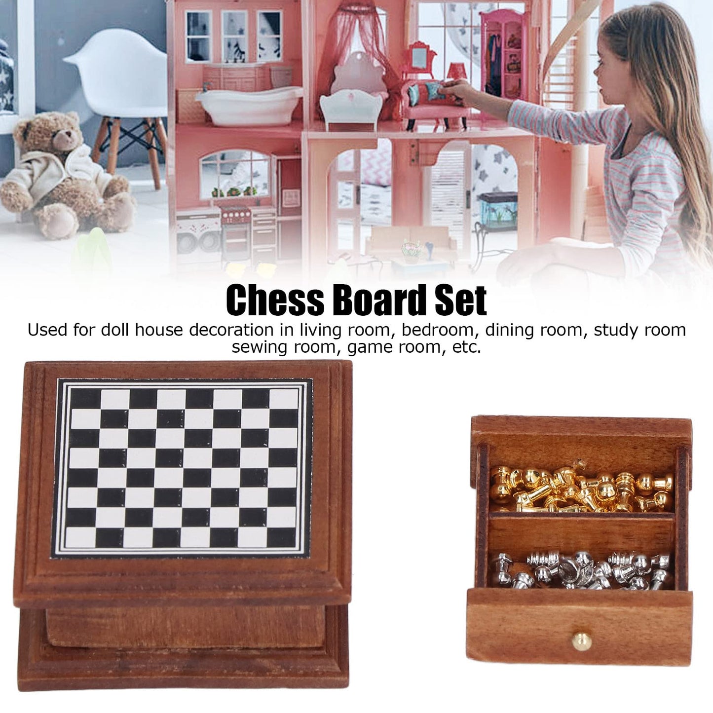 Juego de Mesa de ajedrez, Juego de ajedrez en Miniatura Mini colección de decoración Exquisita para el hogar