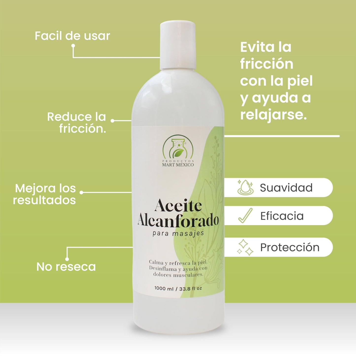Aceite Alcanforado Productos Mart México 1 Litro Para Masajes