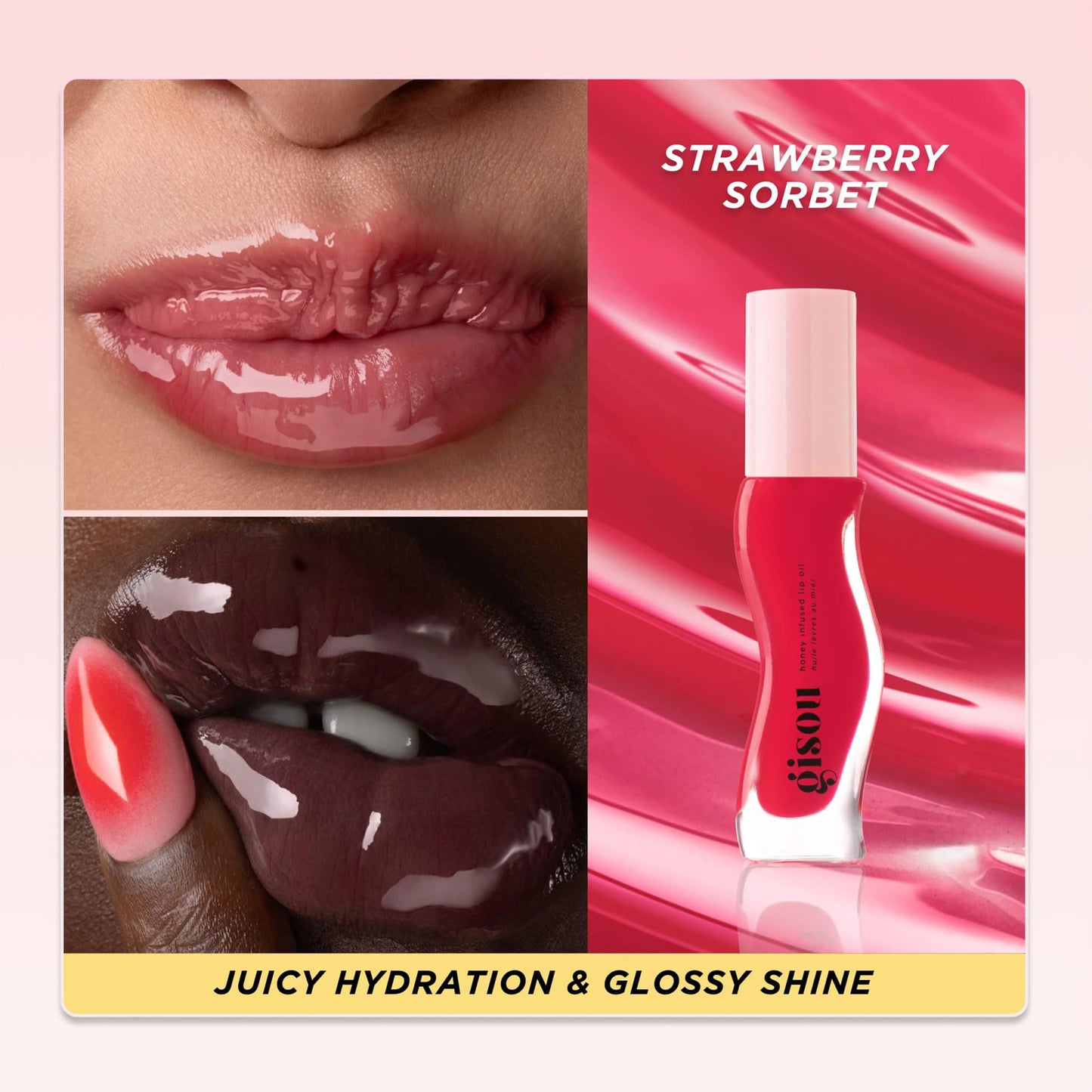 Gisou Honey infused Lip Oil (Strawberry Sorbet, Pequeño)