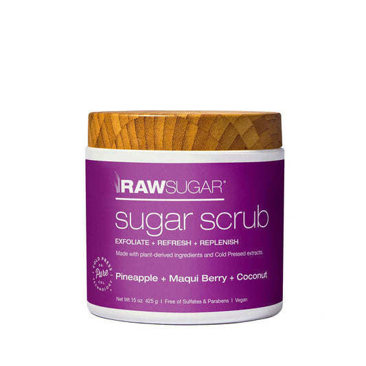 Exfoliante Corporal RAW SUGAR Piña Baya de Maqui y Coco Prensado en Frío Vegano Sin Sulfatos ni Parabenos