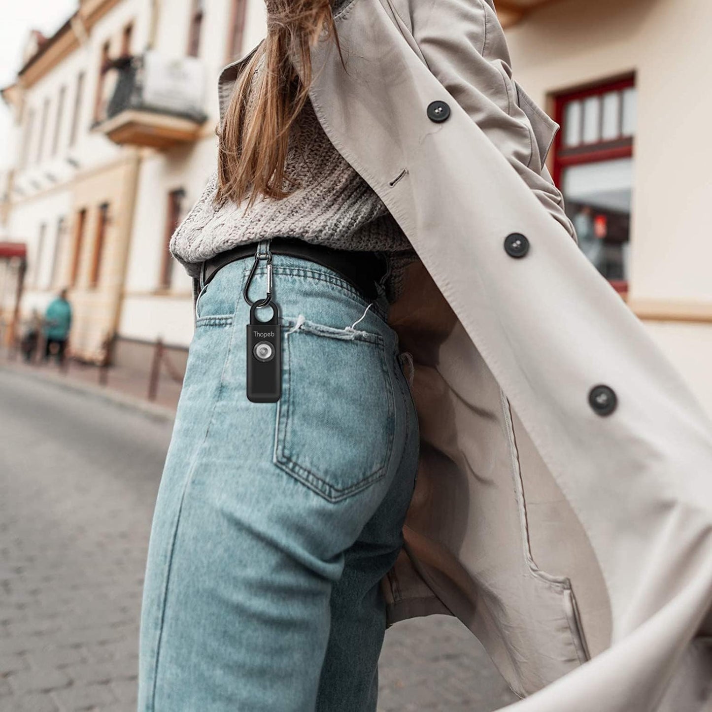 Alarma de Seguridad Personal Thopeb Carbón con Sirena de 130 dB y Luz LED para Mujer