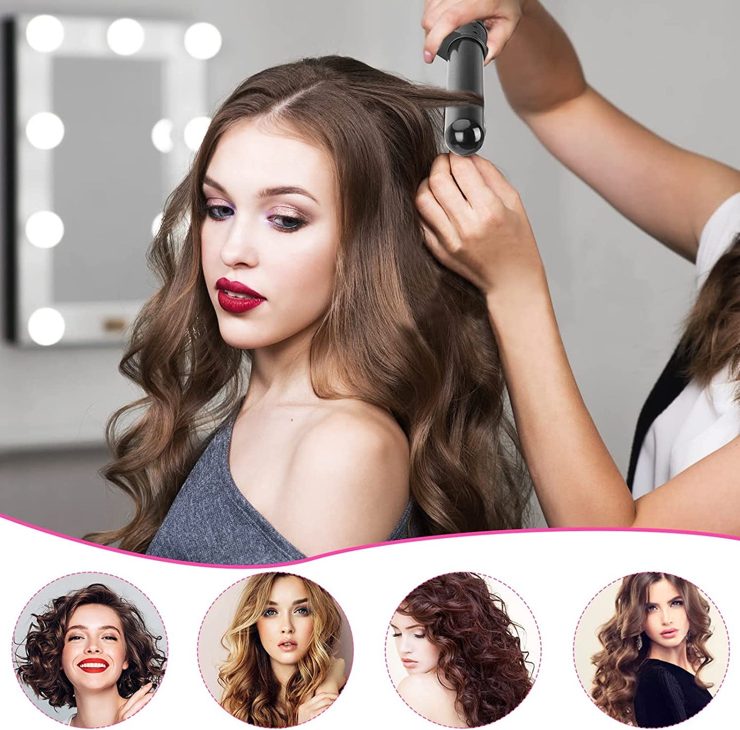 Rizador de Cabello, 3 en 1 Pinzas Rizadoras con Guantes, Rizador de Pelo de Cerámica Ajustable con Peines y Clips Juego de varillas de rizador de pelo con LED de Temperatura Ajustable para Cabello Largo y Corto Herramientas de Peinado