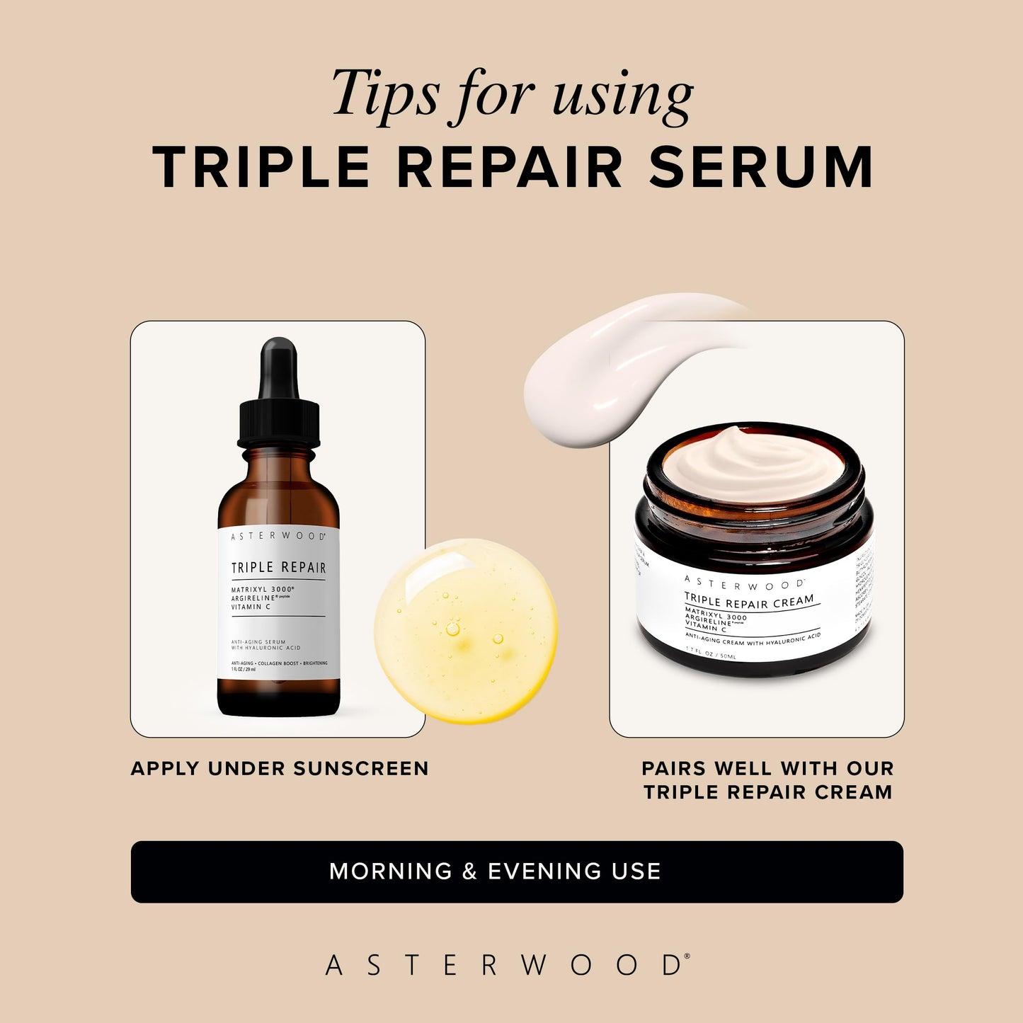 MATRIXYL 3000 + ARGIRELINE Peptide + Vitamin C 4 oz Serum with Organic Hyaluronic Acid - Reduce Sun Spots, Wrinkles, Our Most Powerful Triple Combination - ASTERWOOD NATURALS - Bottle