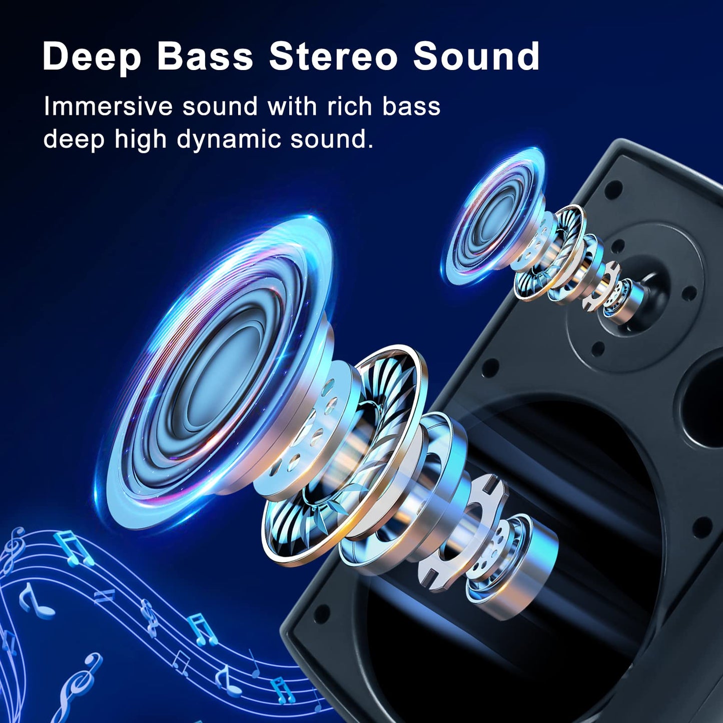 Herdio Bocinas para Exterior, 6,5 Pulgadas 800W 2 Vías Altavoces Bluetooth para Exteriores, Impermeable, Amplificador Superior, Amplia Cobertura De Sonido Estéreo, para Patio Jardín, 2Pares Negro