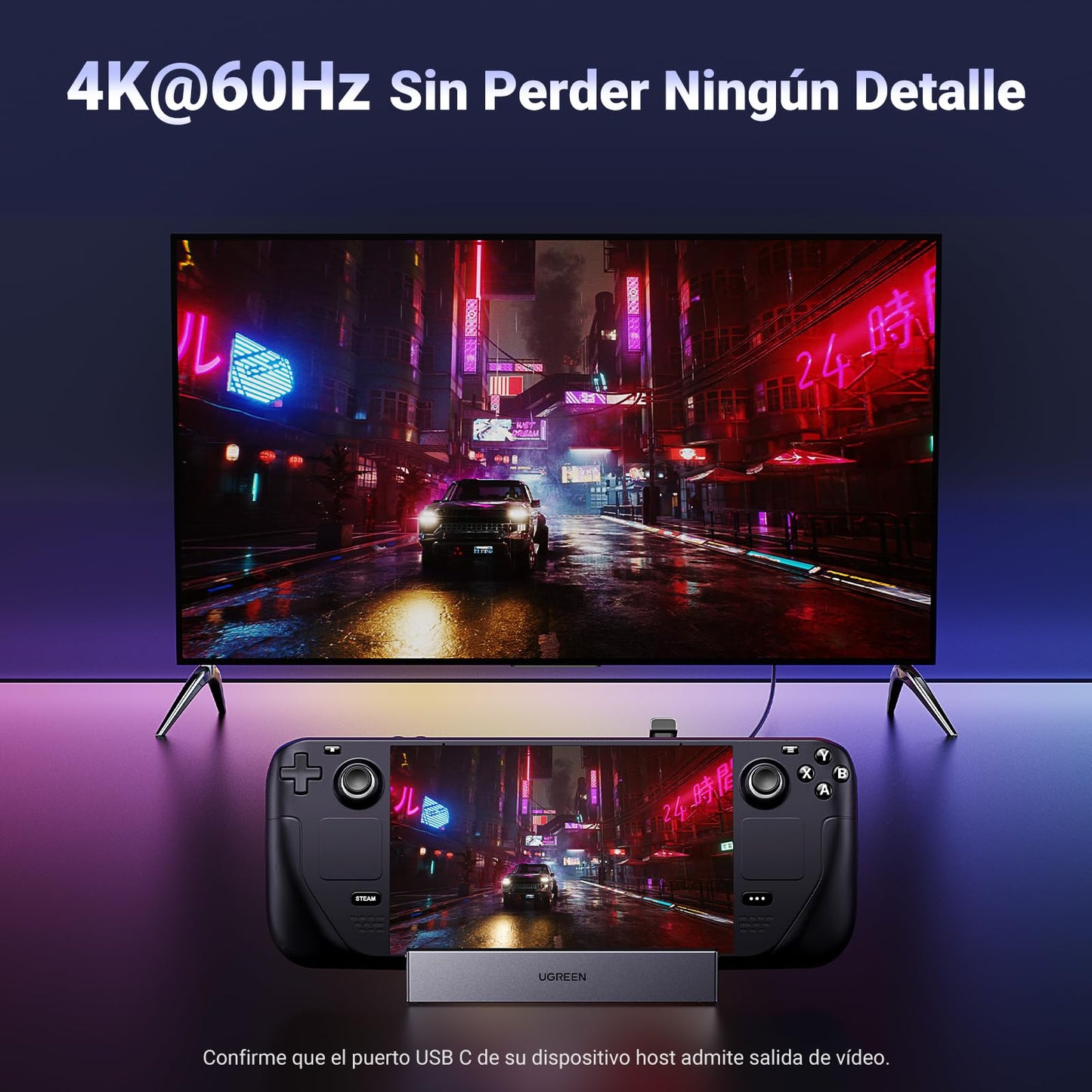 Dock Hub USB C 9 en 1 UGREEN Negro Soporte Ajustable para Steam Deck