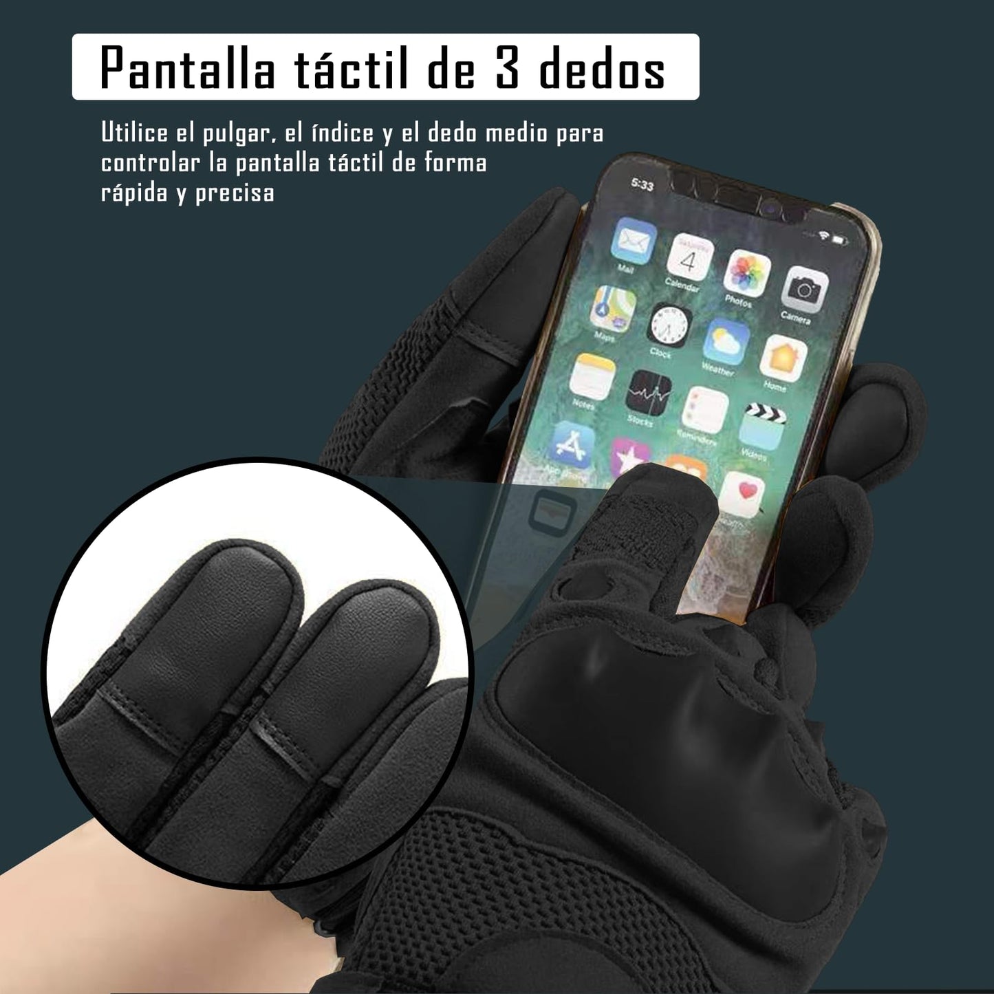IOAGSVW Guantes de Moto Pantalla Táctil, Antideslizantes de Guantes Tácticos para Hombres, Protección de Nudillos y Dedos Táctiles, para Ciclismo, Motocicleta, Escalada, Senderismo (Negro, Medium)