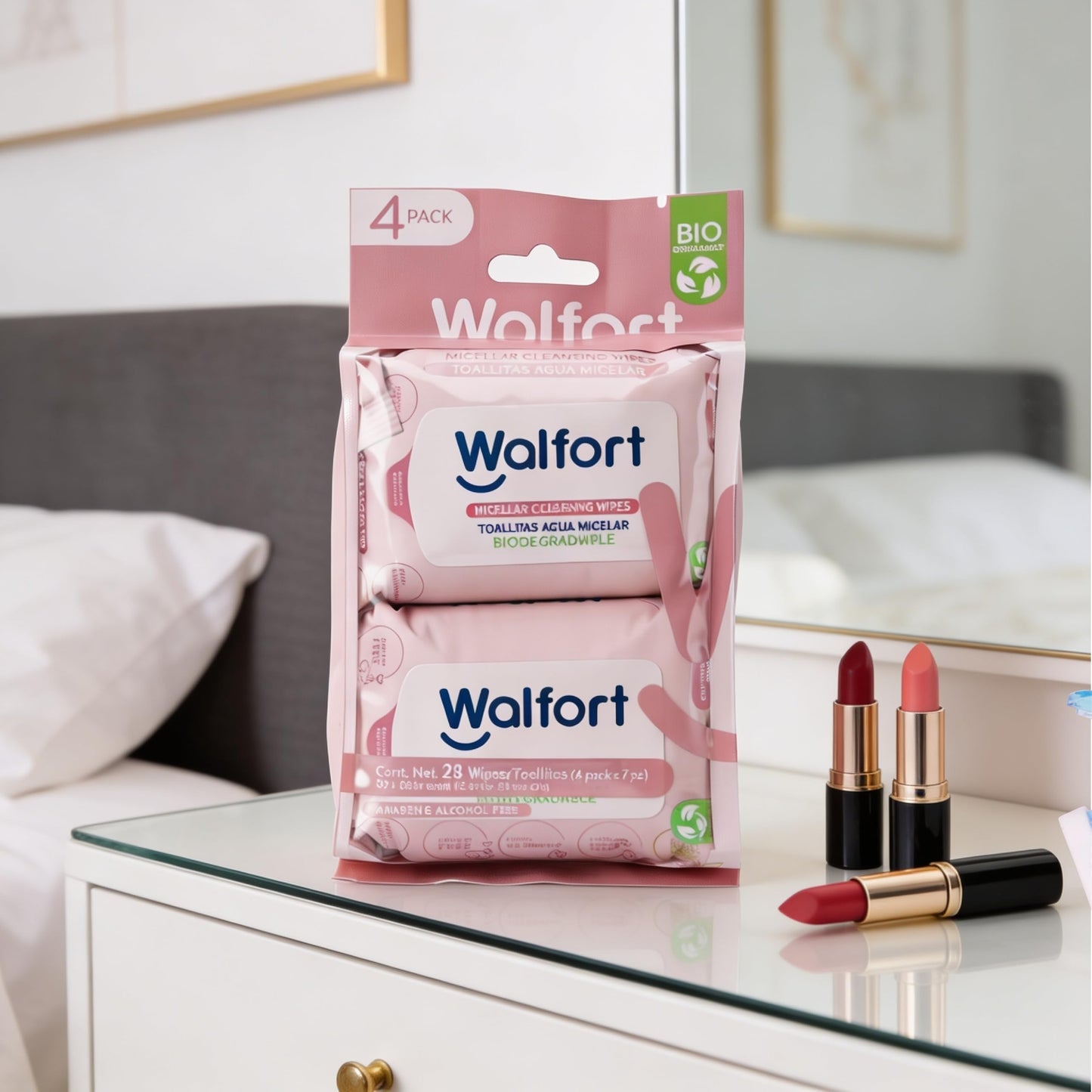 Walfort | Toallas Desmaquillantes con Agua Micelar, Limpieza Facial 3 en 1: Limpian, Desmaquillan e Hidratan (3, 4 Pack + 2 (25 pzs))