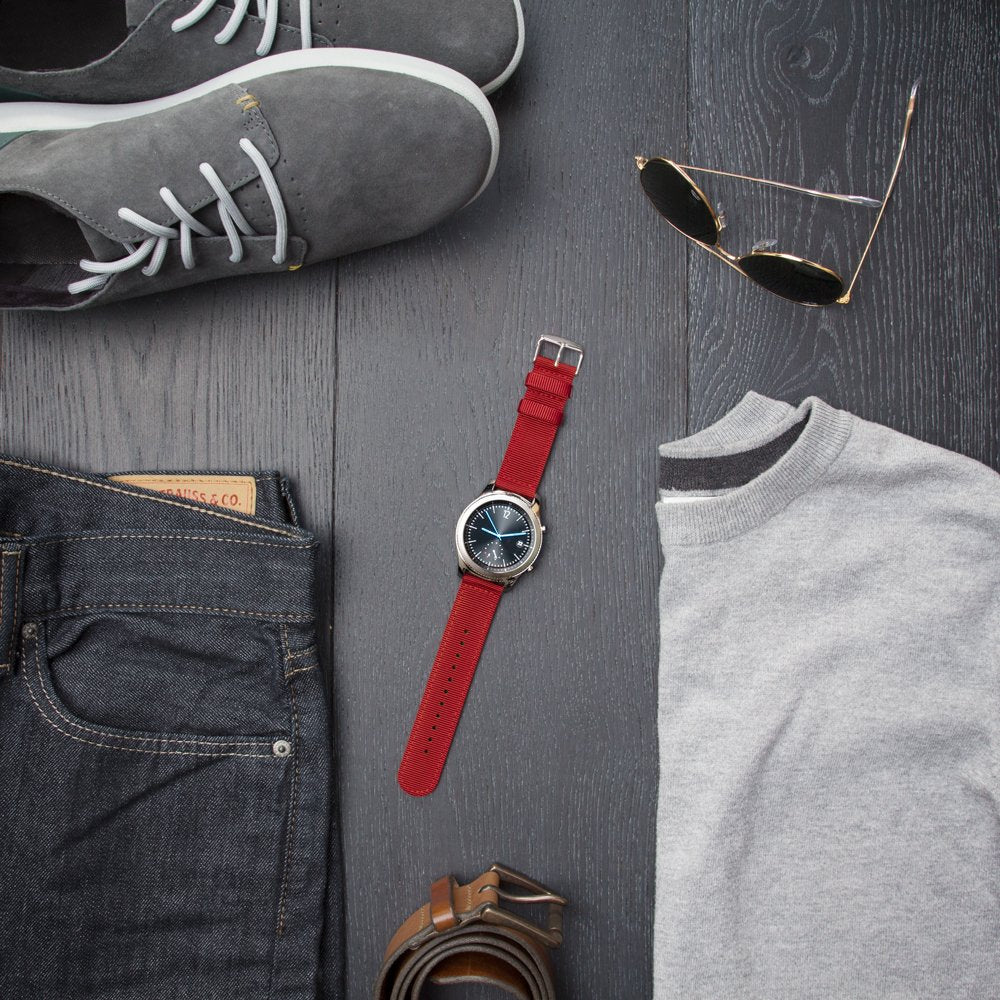 Correa de Reloj Archer Rojo 20mm de Liberación Rápida de Nailon Premium