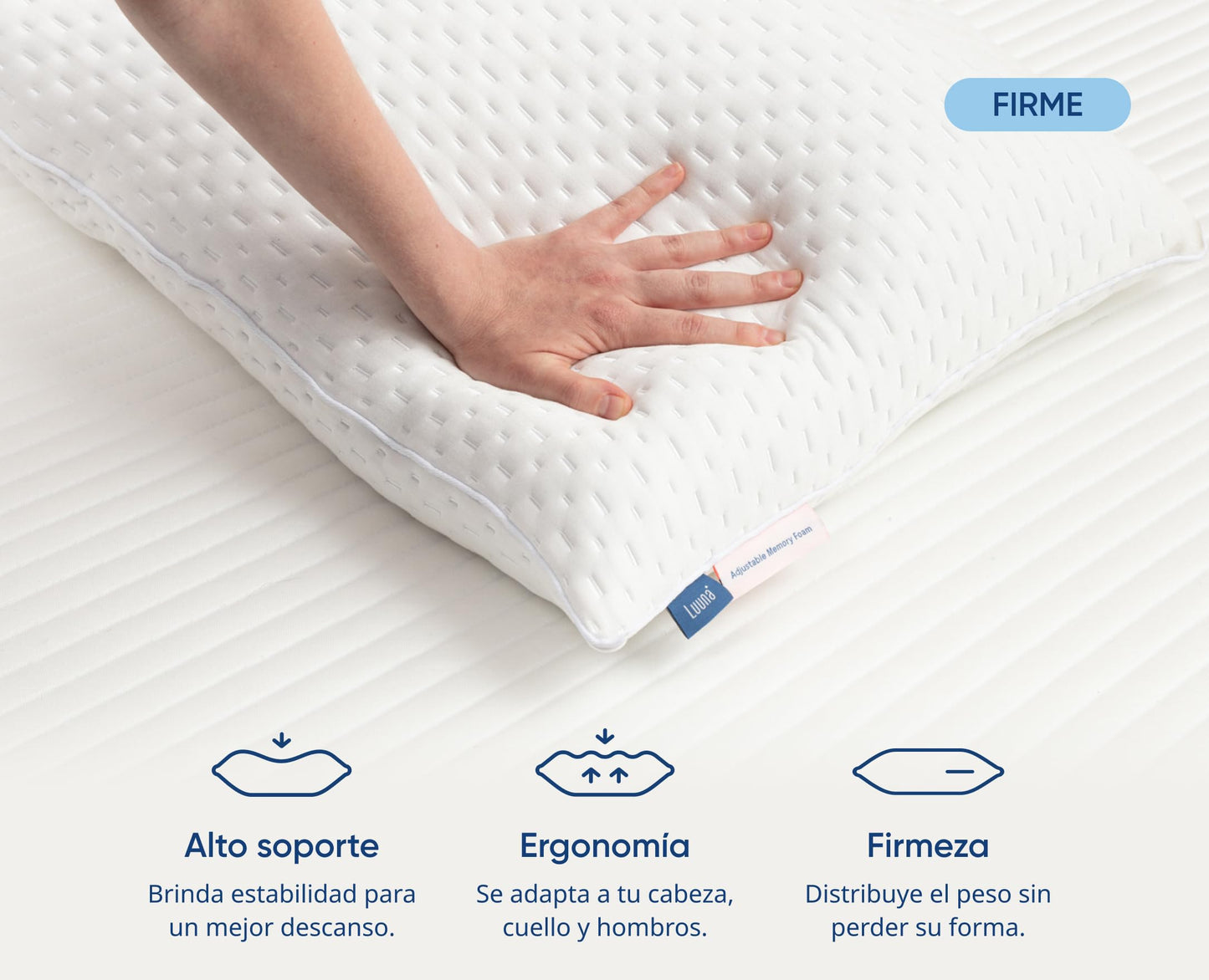 Luuna Almohada Ajustable Firme, 4 Pack, Tamaño Estándar 64x46 cm, Memory Foam, Funda Lavable, Suavidad y Frescura Garantizada para tu Descanso, Paquete de 2 Almohadas