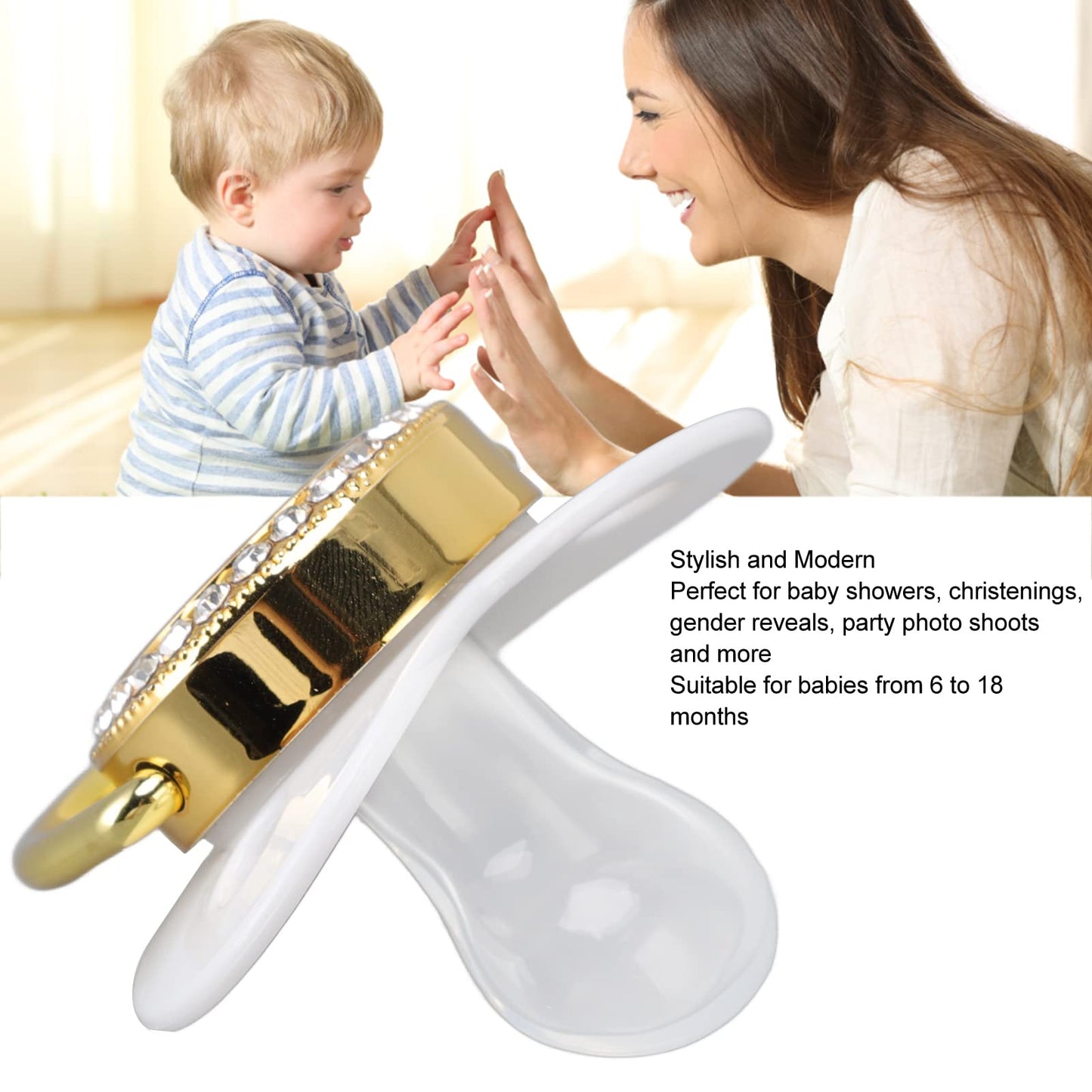 Chupete Decorativo Bling Personalizado para Fotos Bricolaje, Juego de Chupete Lujoso Blanco Ideal para Niña