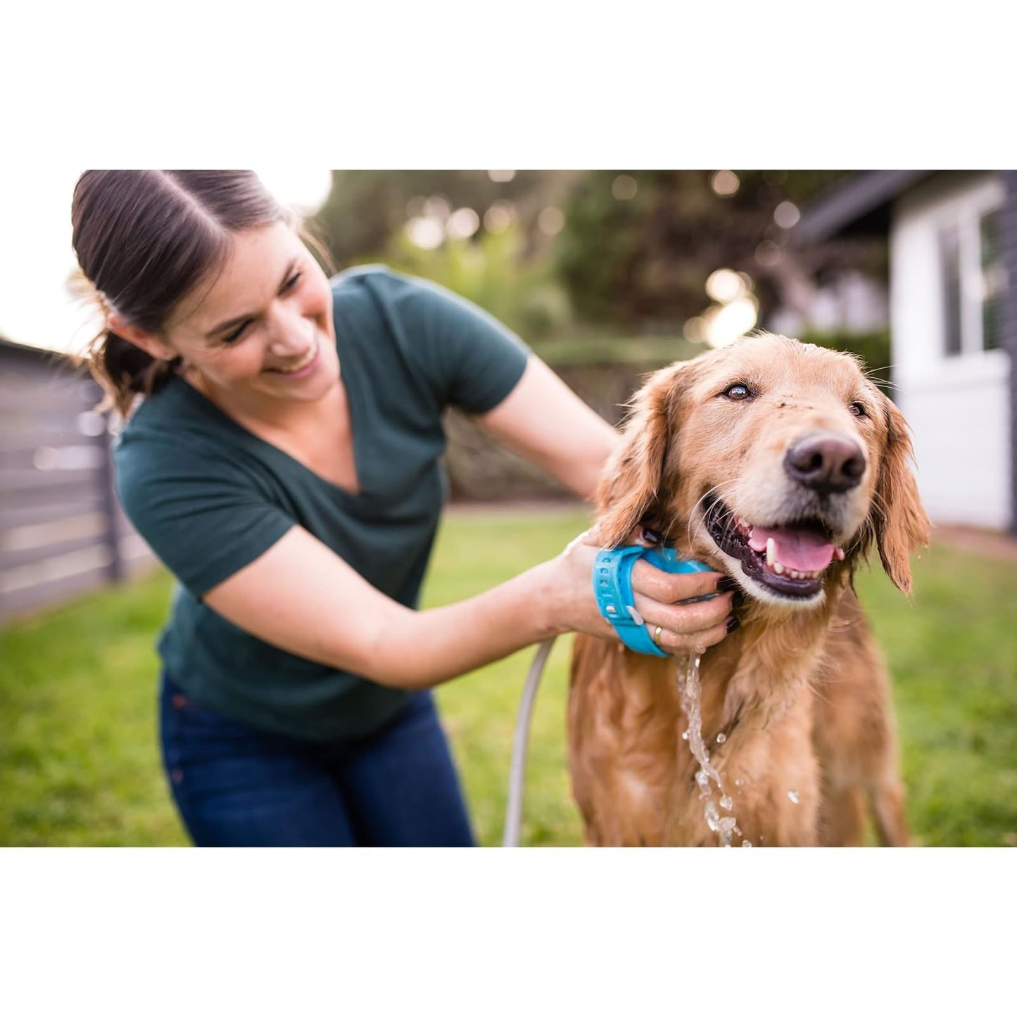 Aquapaw Dog Bath Brush Pro - Herramienta rociadora y depuradora en uno - Suministros de baño para perros para interiores y exteriores, aseo de mascotas para perros con cabello largo y corto - Lavado