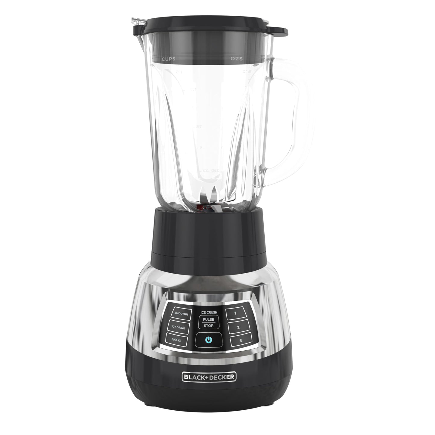 BLACK & DECKER Licuadora acero inoxidable silenciosa con vaso de vidrio Cyclone Modelo BL1400DG-P