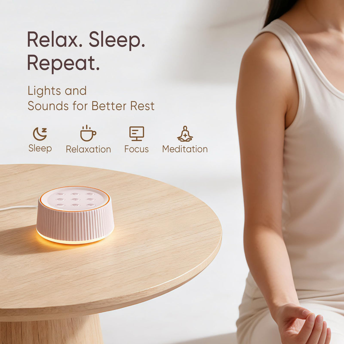 KIPCUSH Sleep Sound Machine, Rechargeable, Portable White Noise Machine, Suit for Wired Headphone, 20 Natural Soothing Sounds, Timer, Sound Machine for Baby, Adults. (White)
