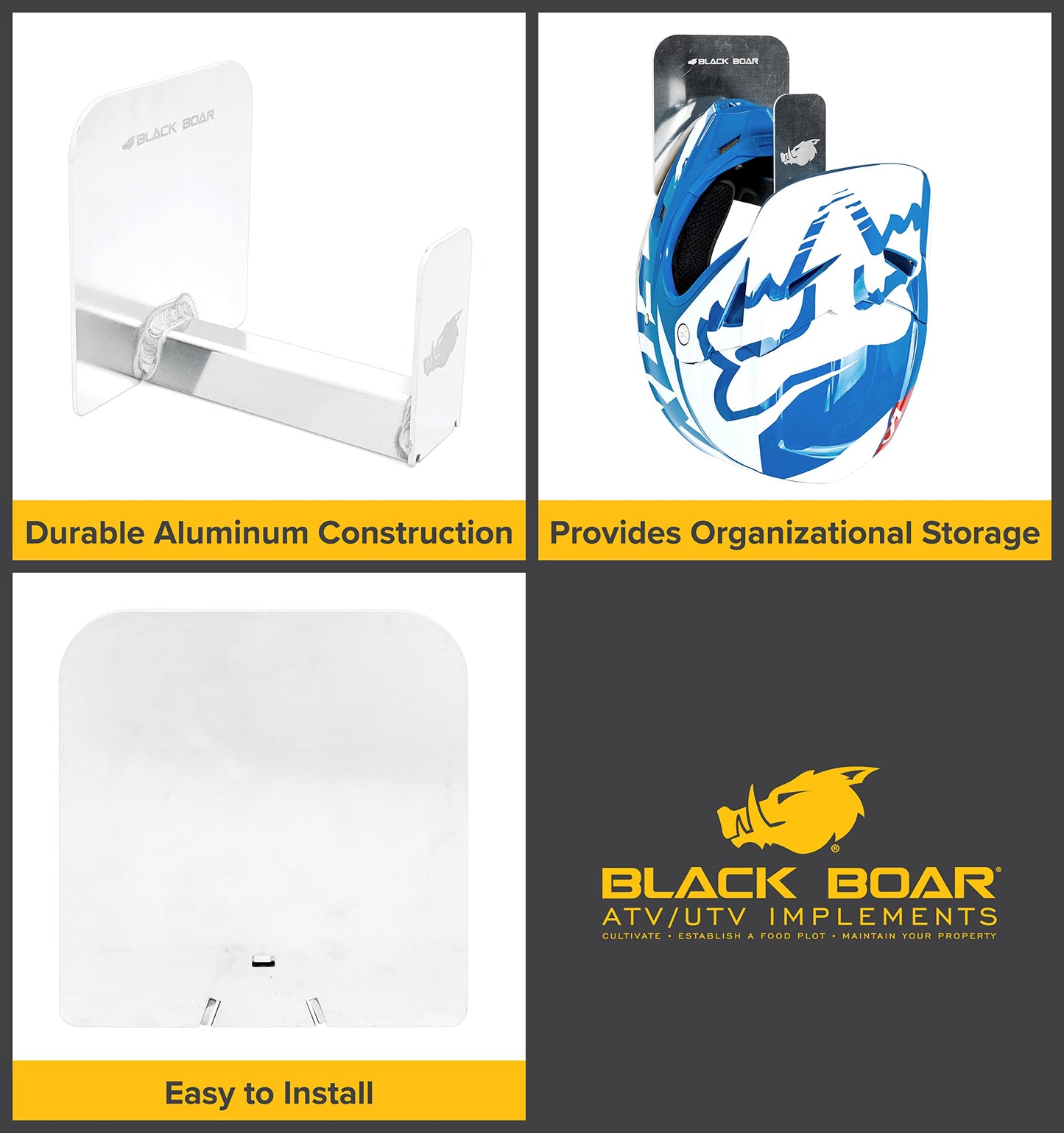 Black Boar Percha de Aluminio de jabalí Negro, 6 Ganchos para Remolque/Garaje Cerrado, Gancho de Casco Sencillo