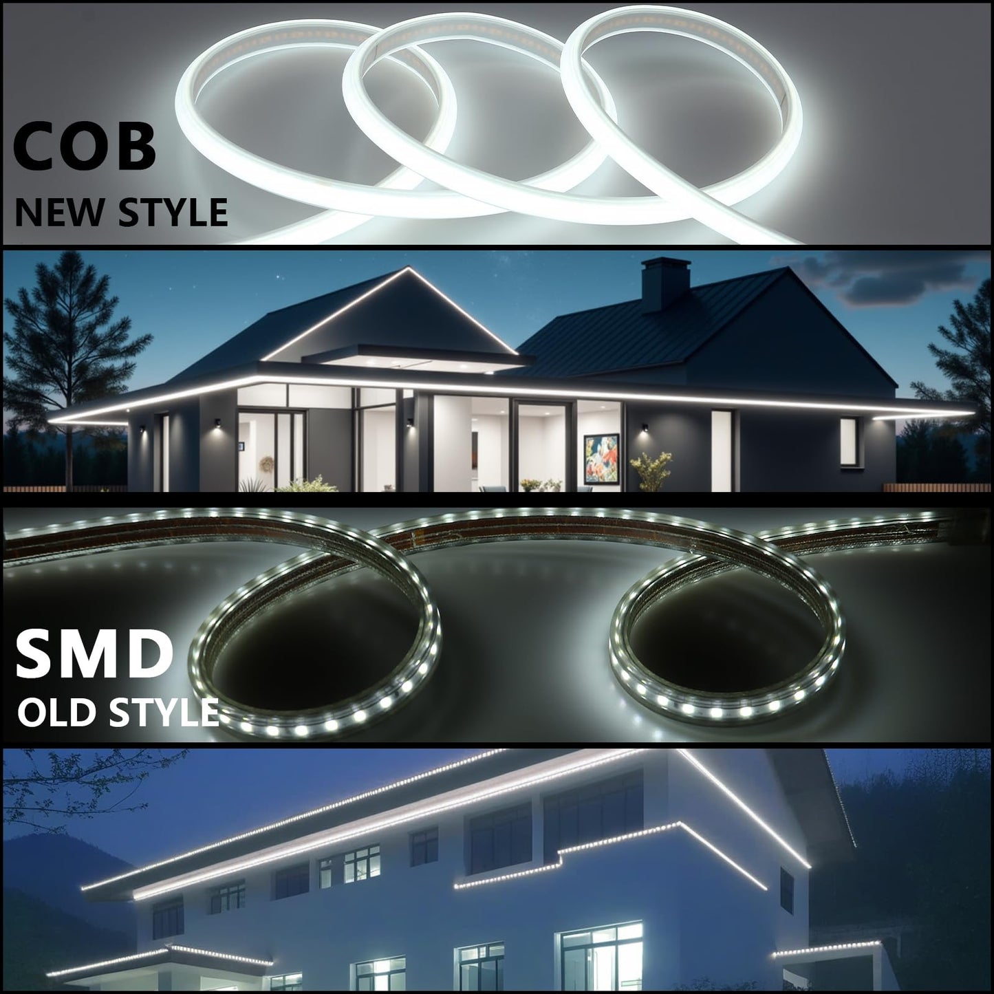 BENLUN Tira LED COB 110V 20 Metros, 6000K Blanco Frio Luces de LED Exterior Impermeable, 10W/M CRI 90+ Flexible Luz LED sin Transformador para Habitacion Techo, Decoración, Patio