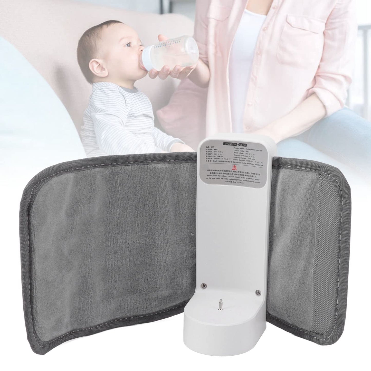 Calentador De Biberones Portátil Asixxsix Inalámbrico Blanco con Pantalla LCD y Control De Temperatura Preciso Para Viaje